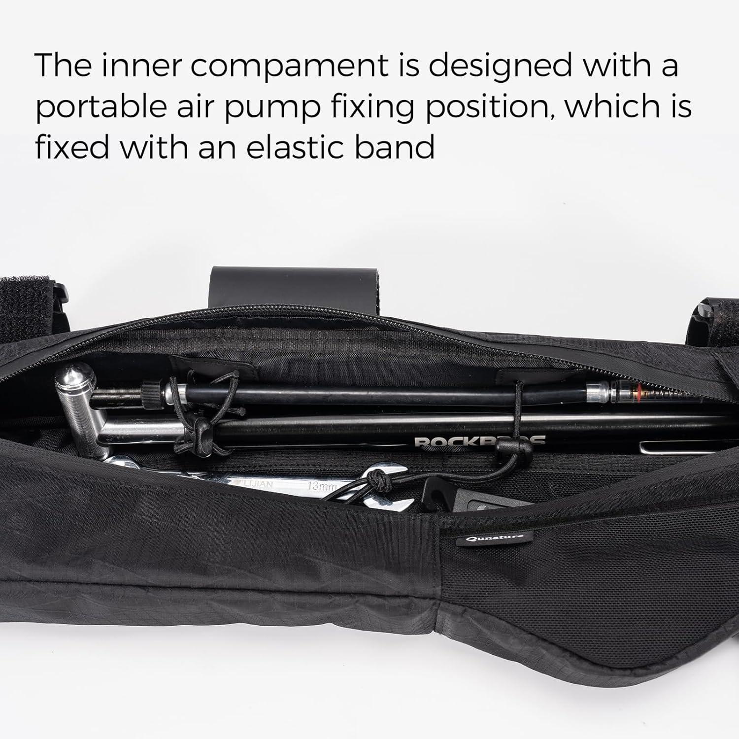 imageBike Frame Bag Bike Triangle Bag AntiSlip 5Point Straps Mount Bicycle Under Tube Bike BagCable Port amp Pump Holder Fits Hydration Pack for Gravel MTB amp Road Bike AccessoriesBlack