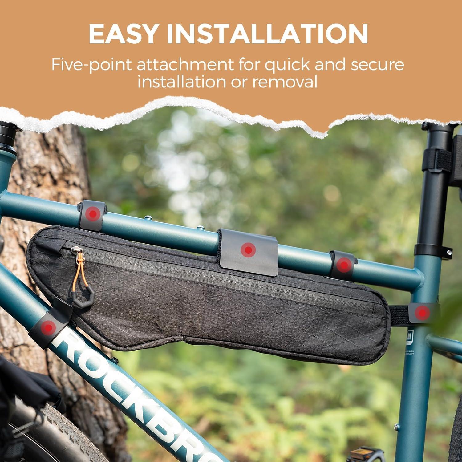 imageBike Frame Bag Bike Triangle Bag AntiSlip 5Point Straps Mount Bicycle Under Tube Bike BagCable Port amp Pump Holder Fits Hydration Pack for Gravel MTB amp Road Bike AccessoriesBlack