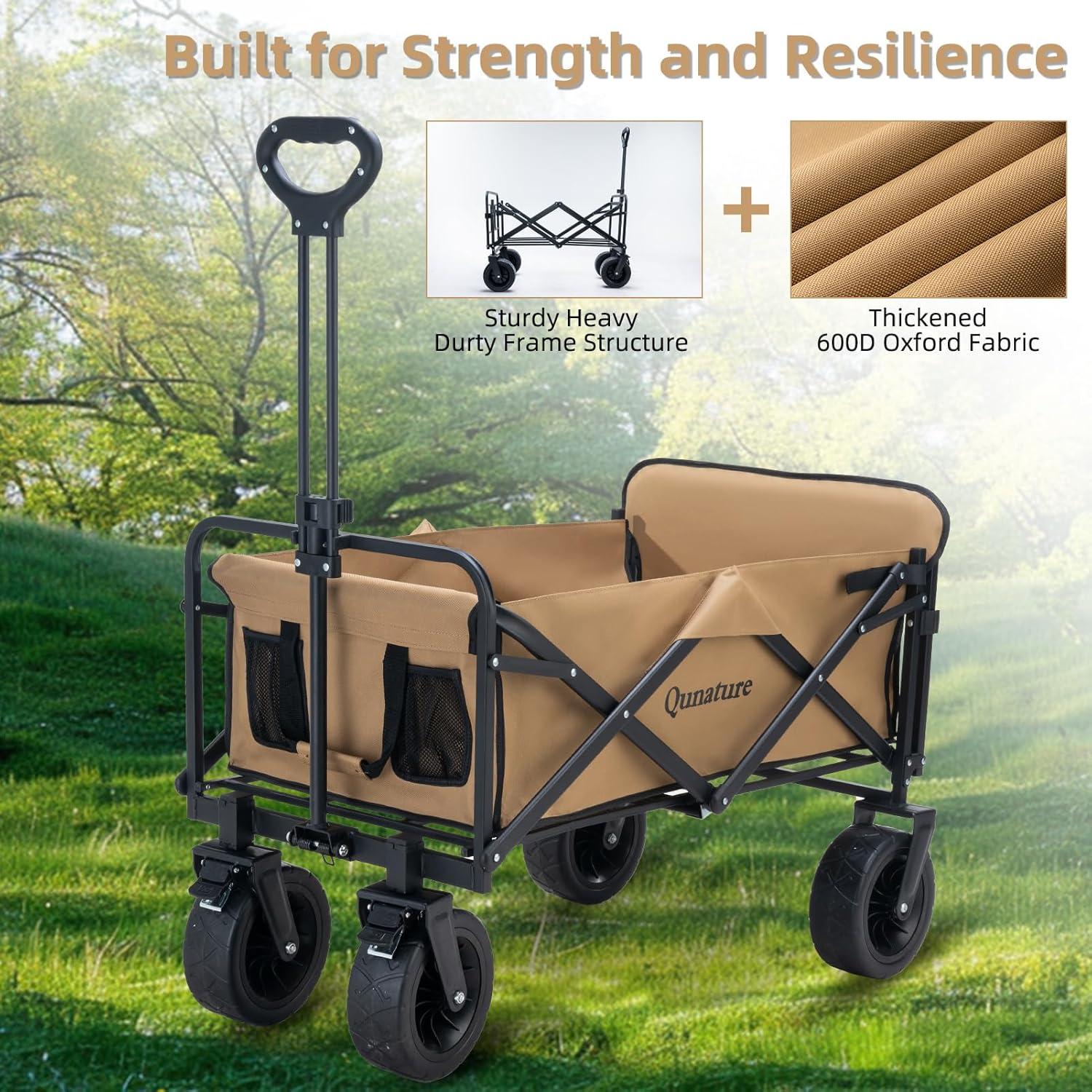imageCollapsible Foldable Wagons Carts with 330LBS Large Capacity 180L Heavy Duty Utility Wagon Grocery Cart on Wheels for Beach Shopping Picnic