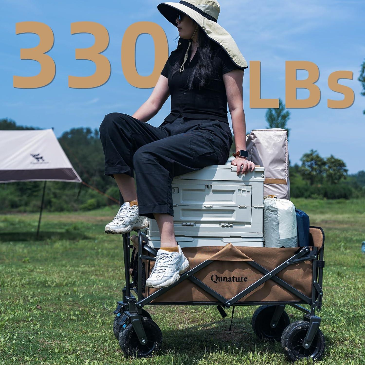 imageCollapsible Foldable Wagons Carts with 330LBS Large Capacity 180L Heavy Duty Utility Wagon Grocery Cart on Wheels for Beach Shopping Picnic
