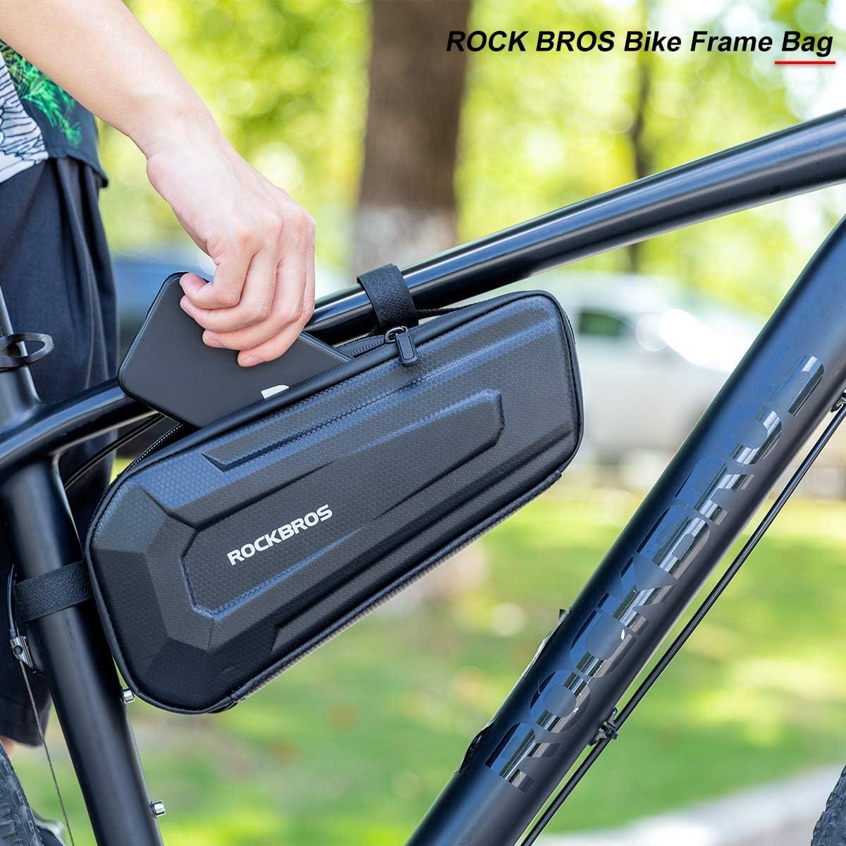 imageROCK BROS Bike Frame Bag Bike Storage Triangle Bag Bicycle Under Top Tube Saddle Bag WaterResistant EVA Cycling Bike Accessories Pouch for Mountain Road Bike