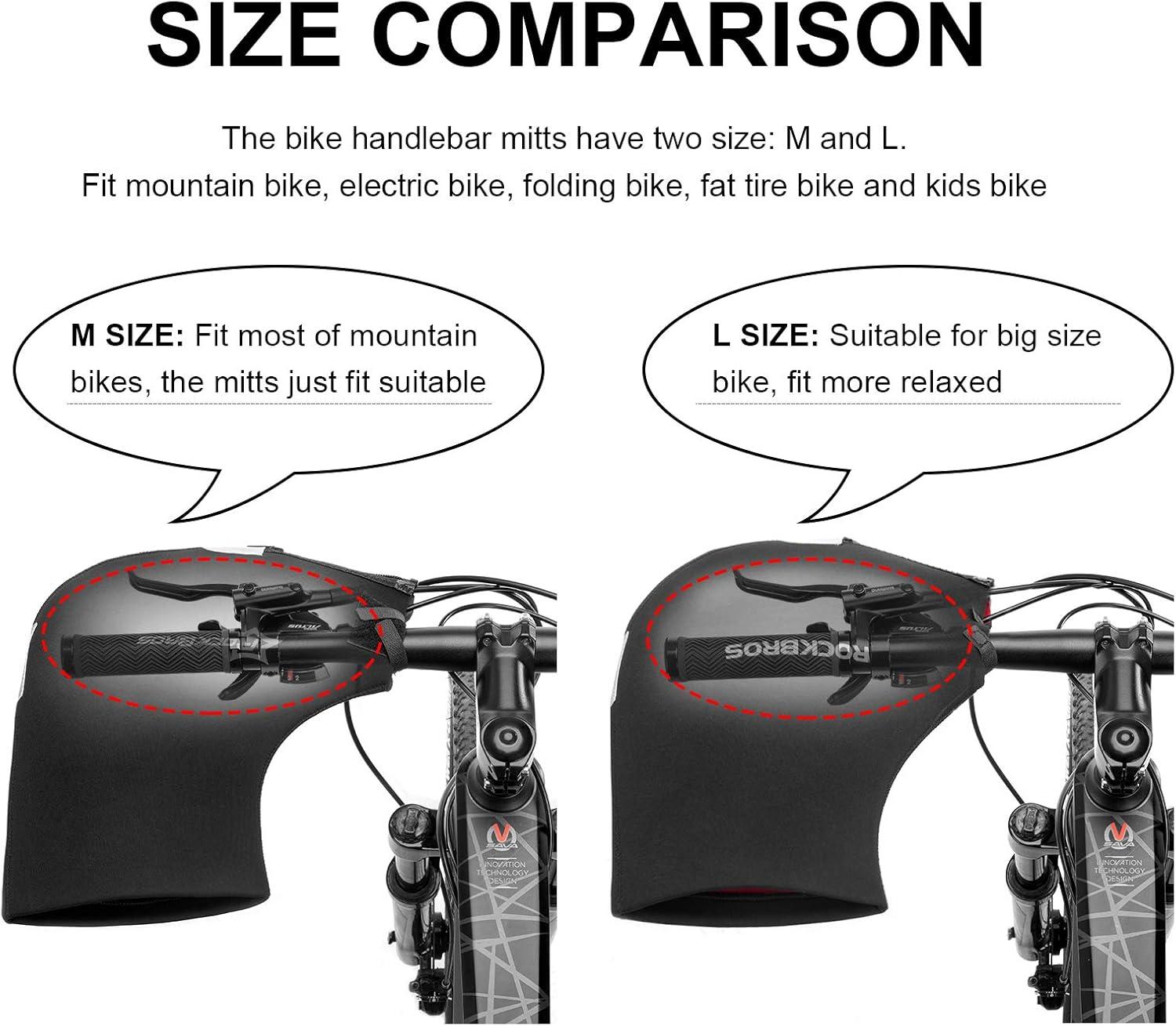 imageROCK BROS Handlebar Covers Cold Weather Mountain Bike Handlebar Warmers Windproof amp Coldproof Commuter MTB Bicycle Bar Warmer CoversM Standard