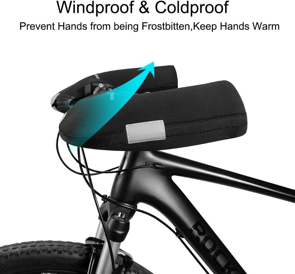 imageROCK BROS Handlebar Covers Cold Weather Mountain Bike Handlebar Warmers Windproof amp Coldproof Commuter MTB Bicycle Bar Warmer CoversM Standard