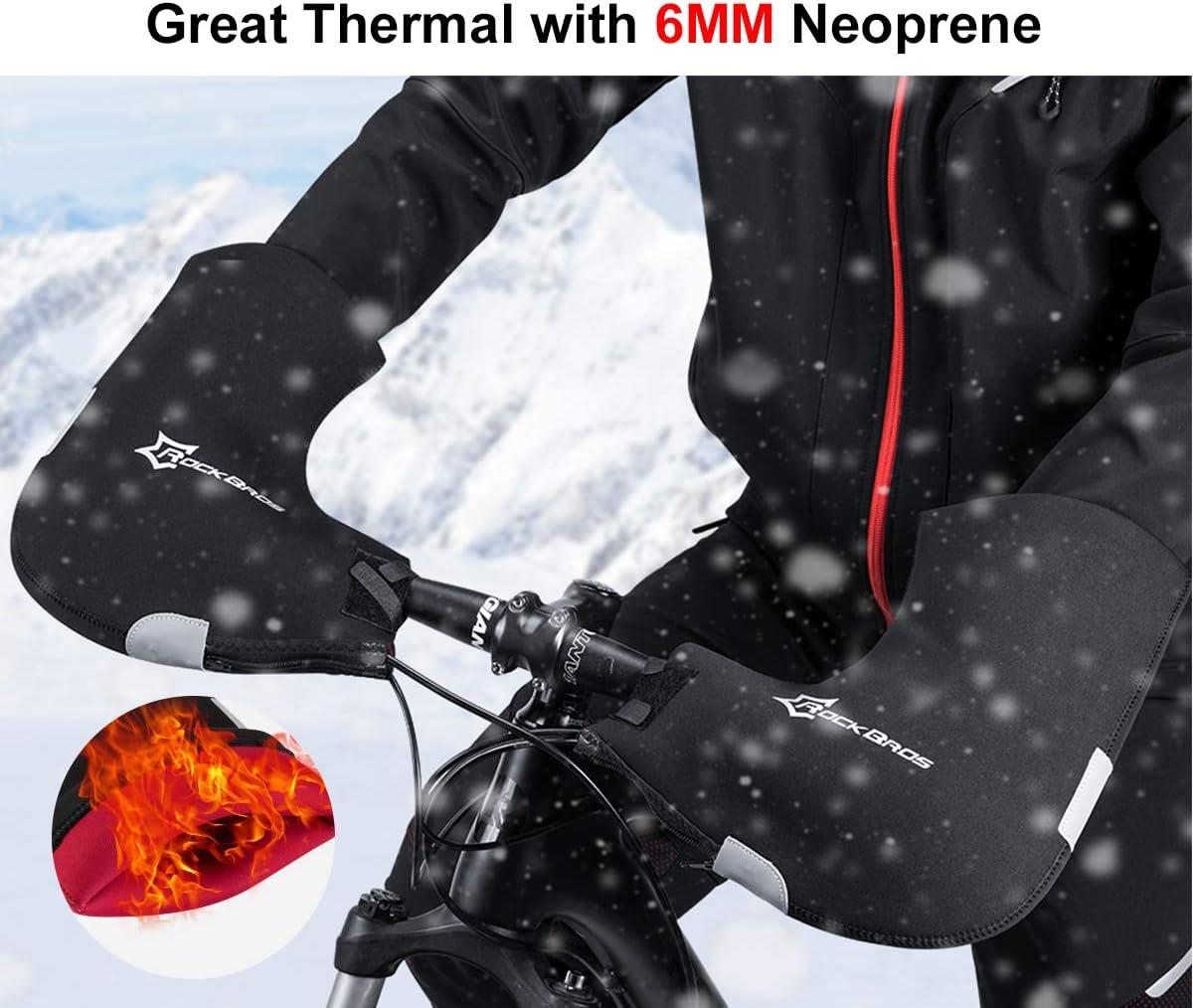 imageROCK BROS Handlebar Covers Cold Weather Mountain Bike Handlebar Warmers Windproof amp Coldproof Commuter MTB Bicycle Bar Warmer CoversM Standard