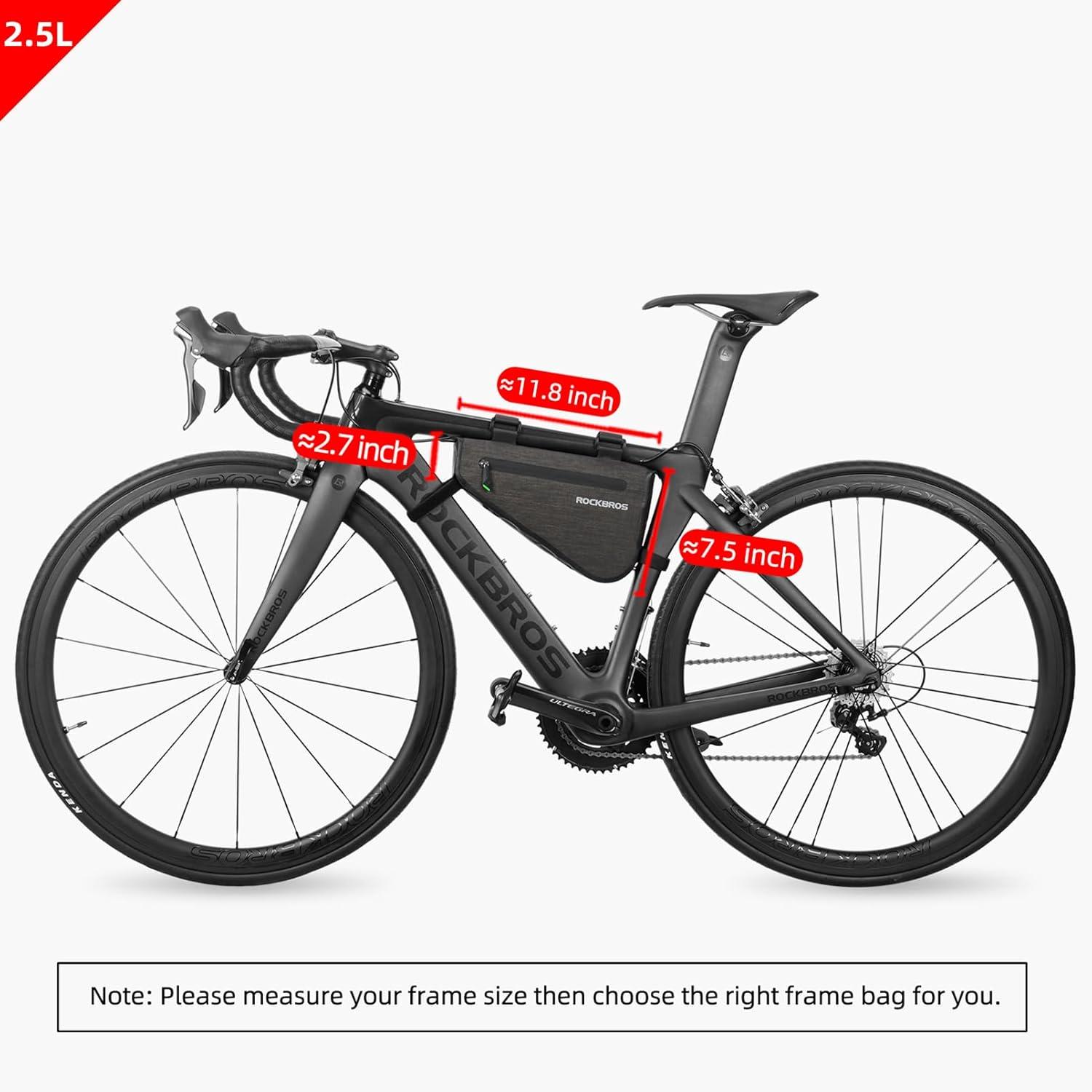 imageROCKBROS 25L Bike Bicycle Frame Bag Waterproof Bikepacking Bike Bag Triangle Frame Bag Large Bike Storage Bag Under Frameblack