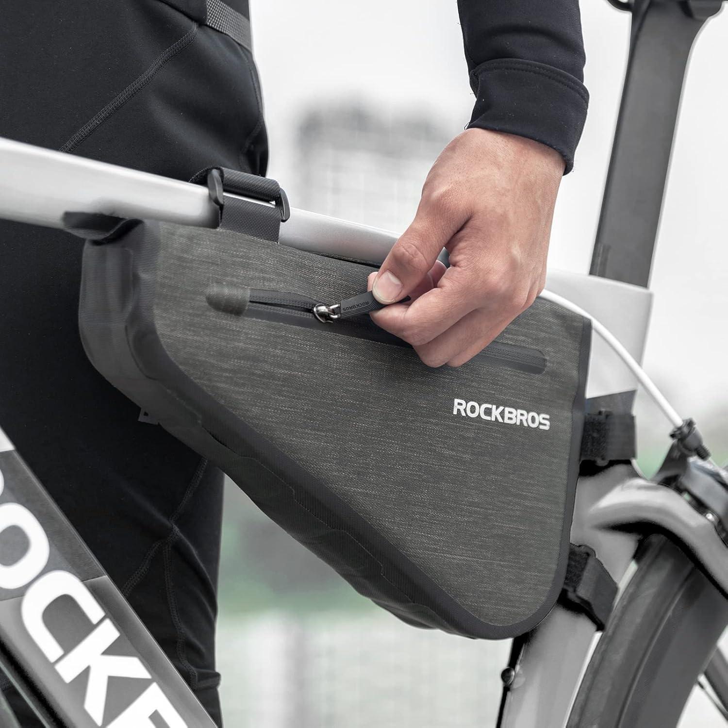imageROCKBROS 25L Bike Bicycle Frame Bag Waterproof Bikepacking Bike Bag Triangle Frame Bag Large Bike Storage Bag Under Frameblack