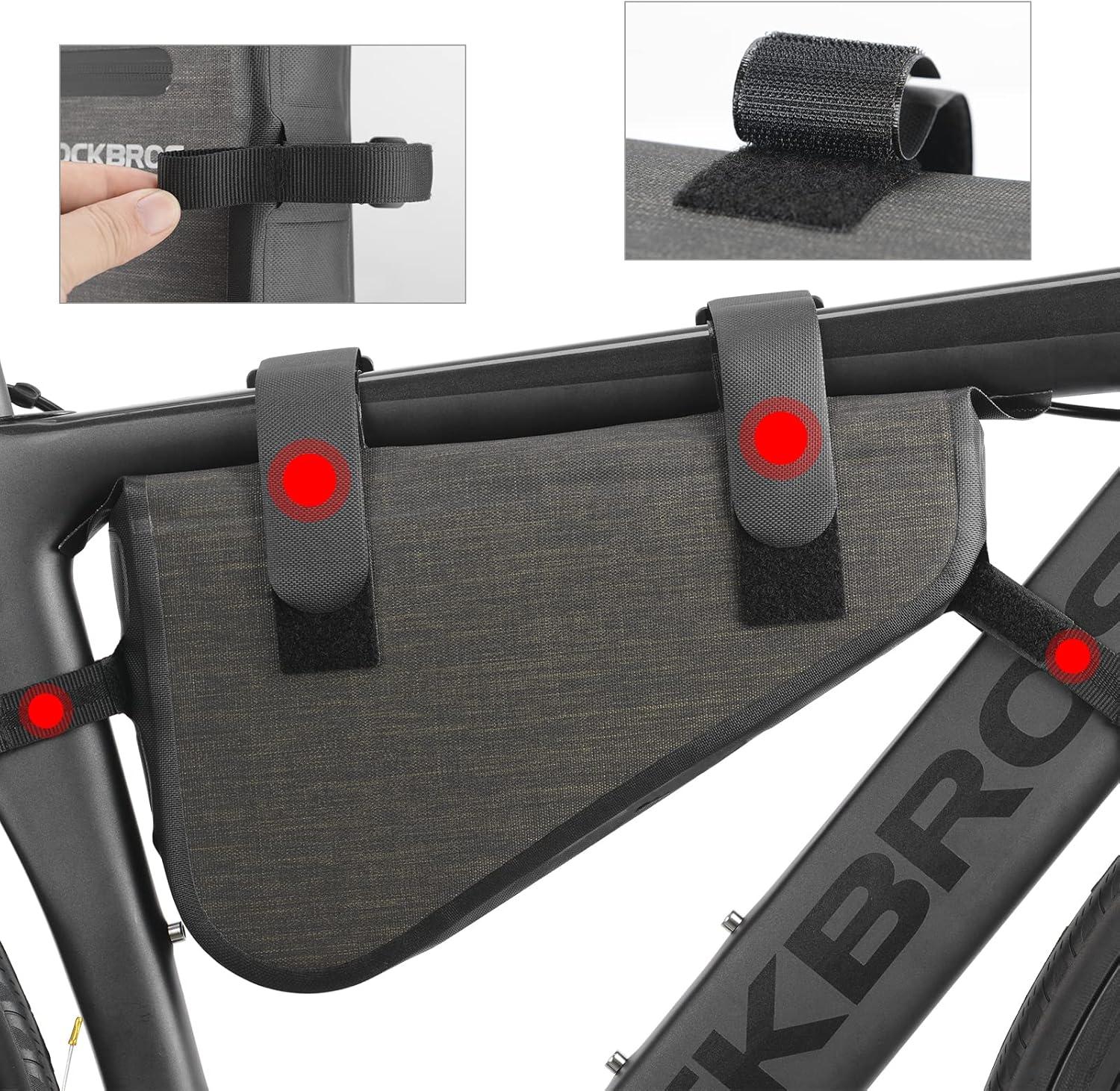 imageROCKBROS 25L Bike Bicycle Frame Bag Waterproof Bikepacking Bike Bag Triangle Frame Bag Large Bike Storage Bag Under Frameblack