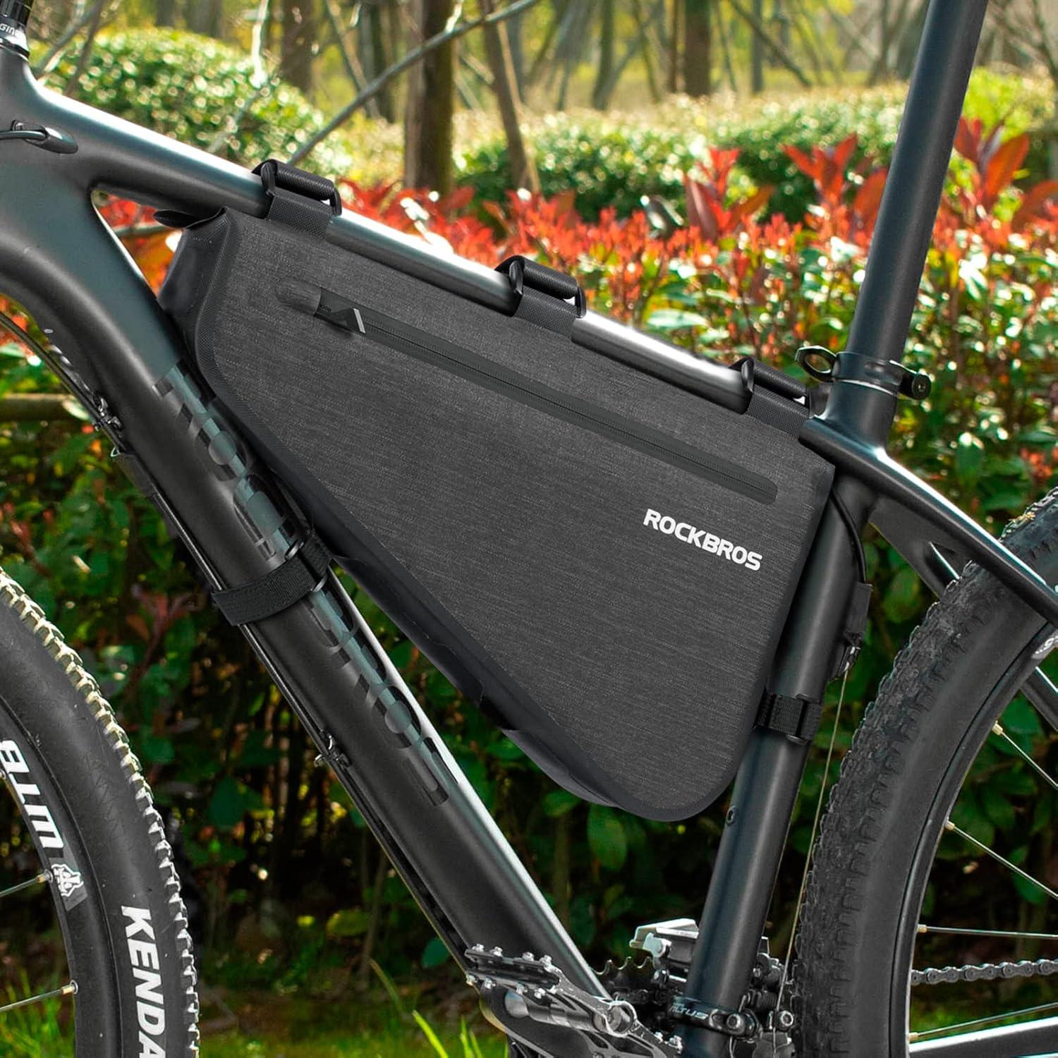 imageROCKBROS 25L Bike Bicycle Frame Bag Waterproof Bikepacking Bike Bag Triangle Frame Bag Large Bike Storage Bag Under Frameblack