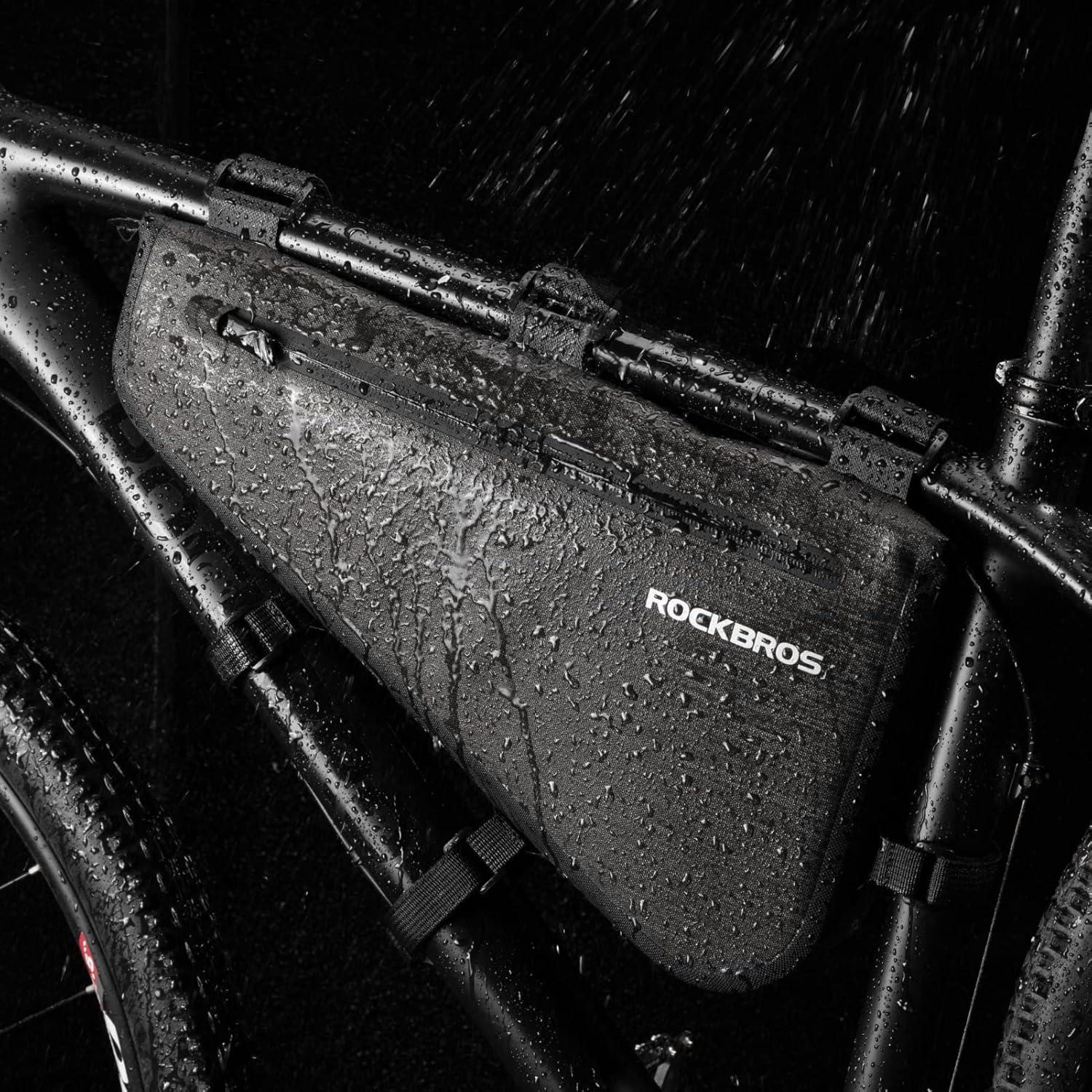 imageROCKBROS 25L Bike Bicycle Frame Bag Waterproof Bikepacking Bike Bag Triangle Frame Bag Large Bike Storage Bag Under Frameblack