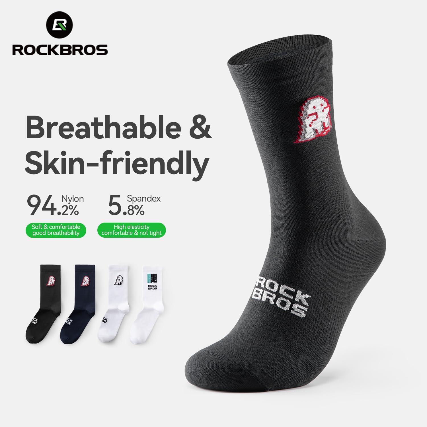 imageROCKBROS Aerodynamic Cycling Socks with Wearresistant Heel VNS Halloween Series Breathable amp Wicking Athletic Crew SocksBlack