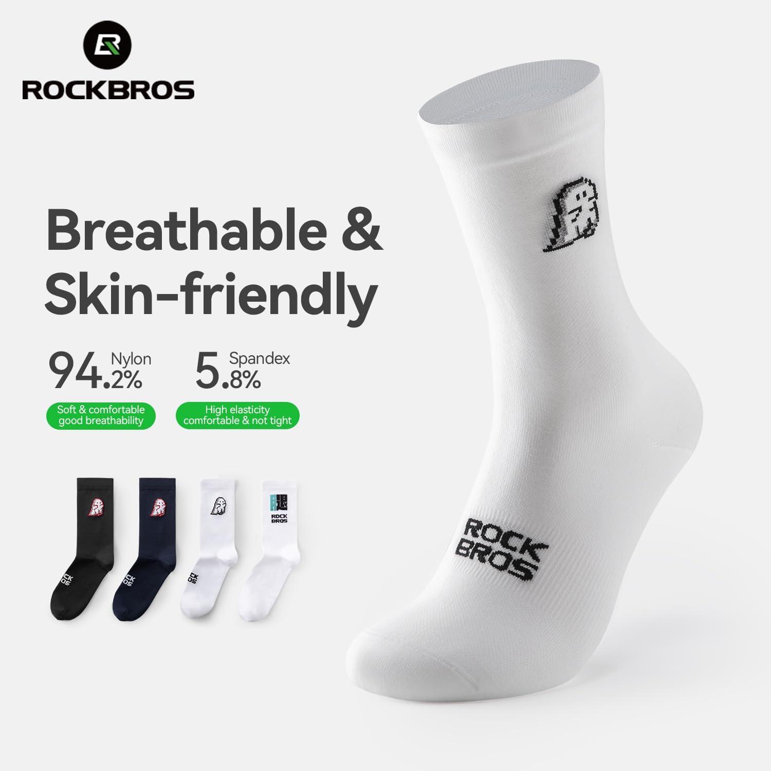 imageROCKBROS Aerodynamic Cycling Socks with Wearresistant Heel VNS Halloween Series Breathable amp Wicking Athletic Crew SocksWhite