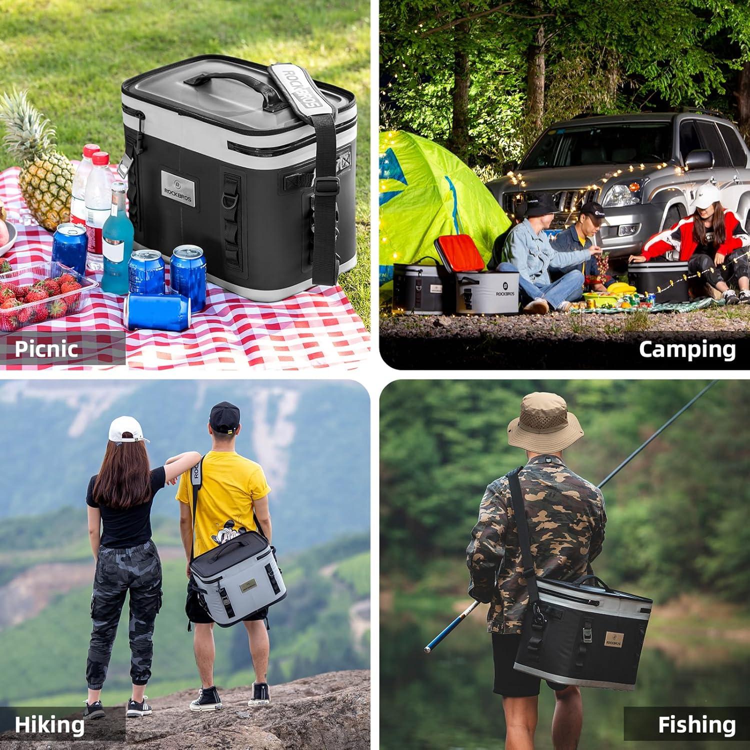imageROCKBROS Backpack Cooler Waterproof 30 Can Large LeakProof Cooler Bags Insulated Portable Soft Sided Cooler for Ice Beer Drink Travel Fishing Beach Golf Picnic Camping GiftsGray