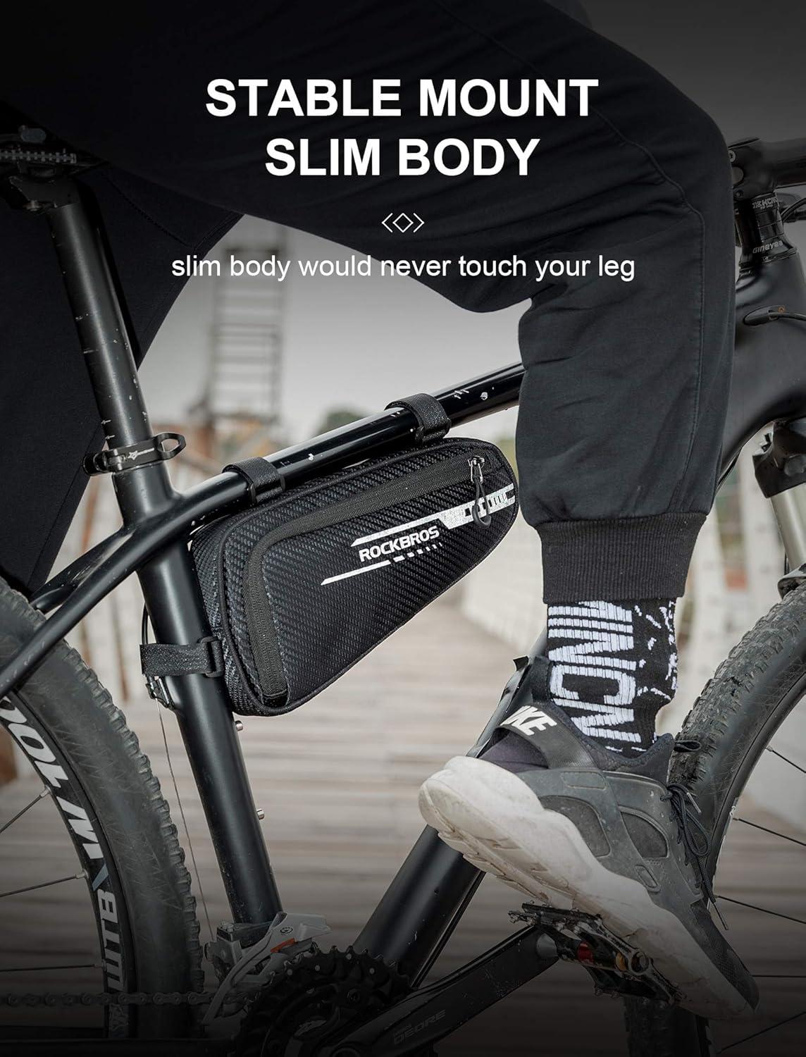 imageROCKBROS Bike Bag Bicycle Frame Bag Bike Triangle Storage Bag Bike Accessories Pouch Cycling Pack for MTB Road Bicycle AccessoriesBlack