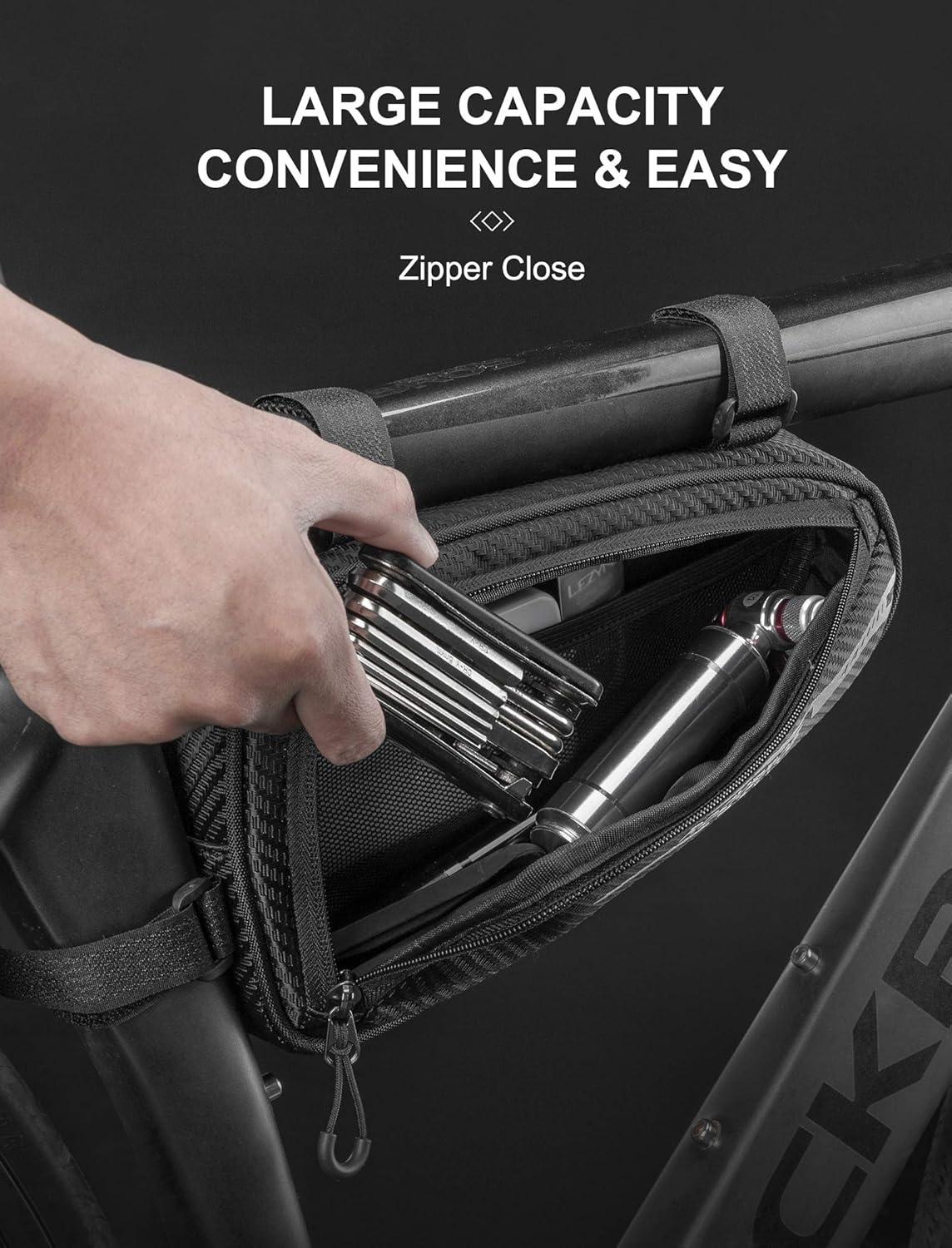 imageROCKBROS Bike Bag Bicycle Frame Bag Bike Triangle Storage Bag Bike Accessories Pouch Cycling Pack for MTB Road Bicycle AccessoriesBlack