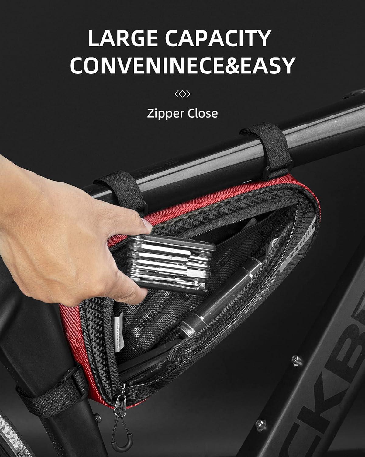 imageROCKBROS Bike Bag Bicycle Frame Bag Bike Triangle Storage Bag Bike Accessories Pouch Cycling Pack for MTB Road Bicycle AccessoriesRed Black
