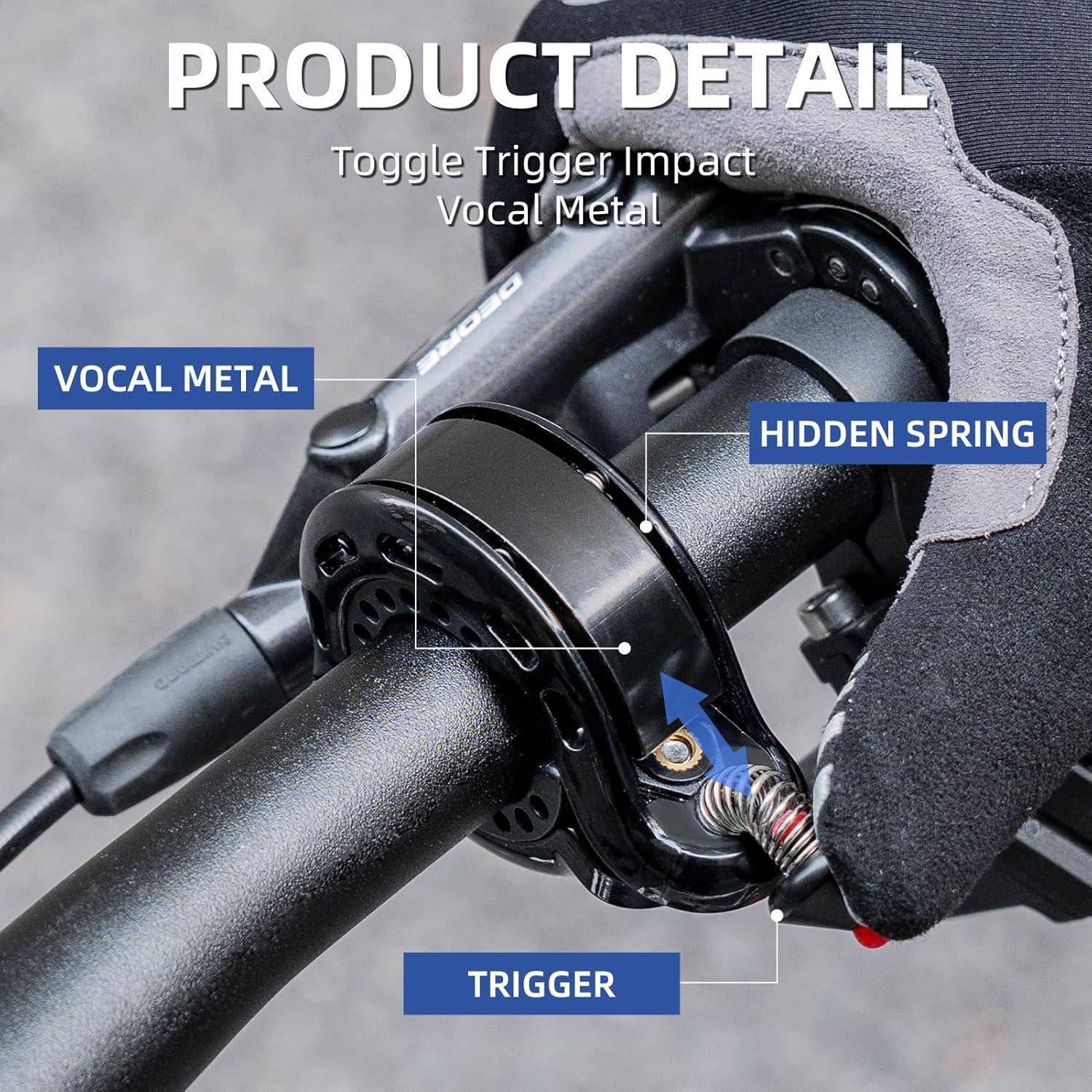 imageROCKBROS Bike Bell Hidden Bicycle Bell with Clearamp Long Sound Durable MTB Bell for 222254318 mm Standard Handlebar Size More Than 100DB Bike Horn for Adults or Kids BikeA3 Blue