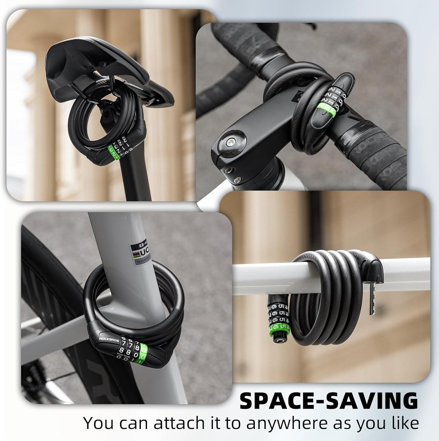 imageROCKBROS Bike Cable Lock Resettable Combination Bike Lock Thickened Bicycle Lock Anti Theft 933mm Cut Lightweight Bike Lock for MotorcycleScooterDoor 38 feet115 cm