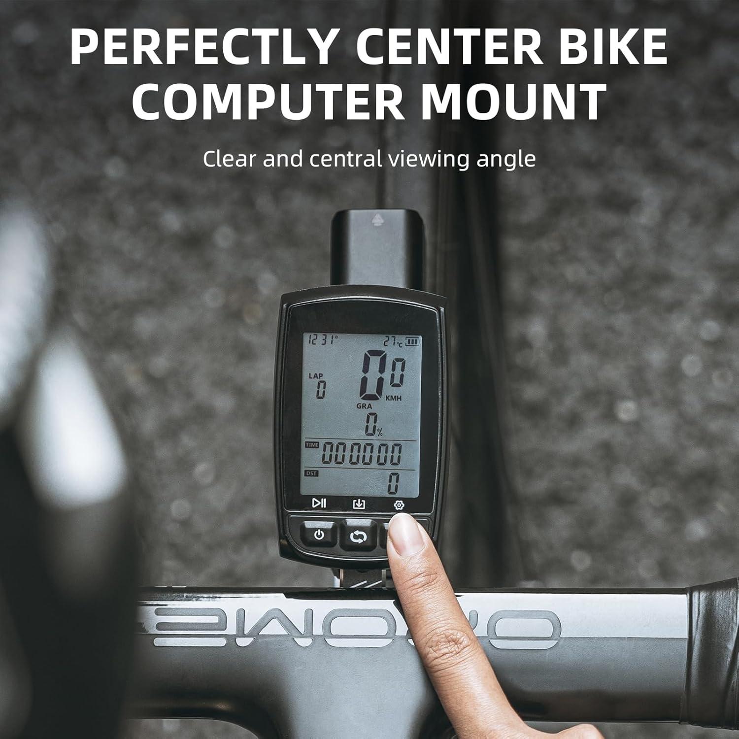 imageROCKBROS Bike Computer Mount Dash Out Front Bike Mount for Aero Integrated Handlebar Compatible with Garmin Wahoo Bryton GoPro Combo Mount with Camera and HeadlightBlack