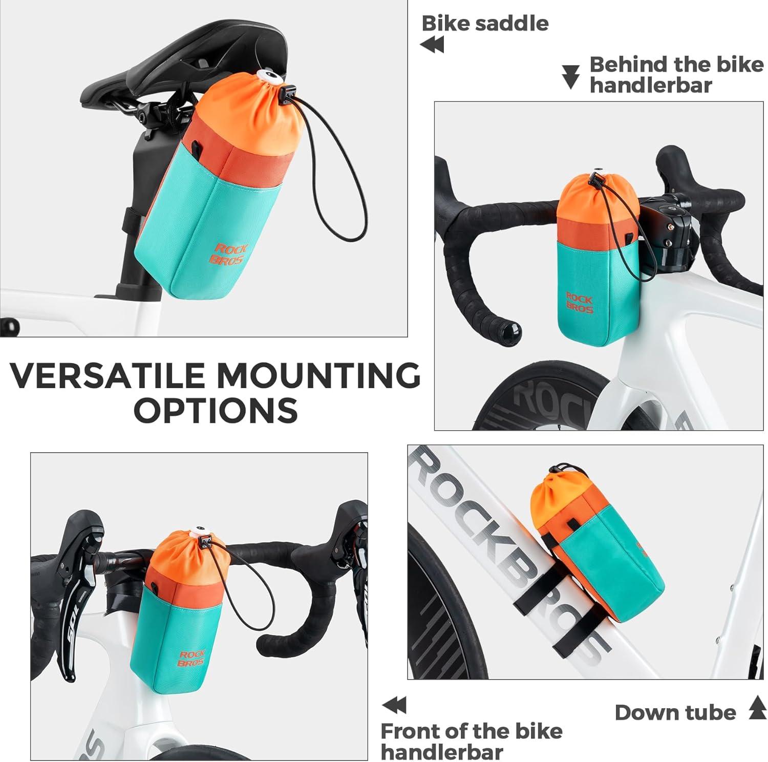 imageROCKBROS Bike Cup Holder with Pocket Water Bottle Bag for Kids Adjustable Bike Drink Cup Cage for Cruiser Scooter Road Bike Mountain Bike amp Wheelchair