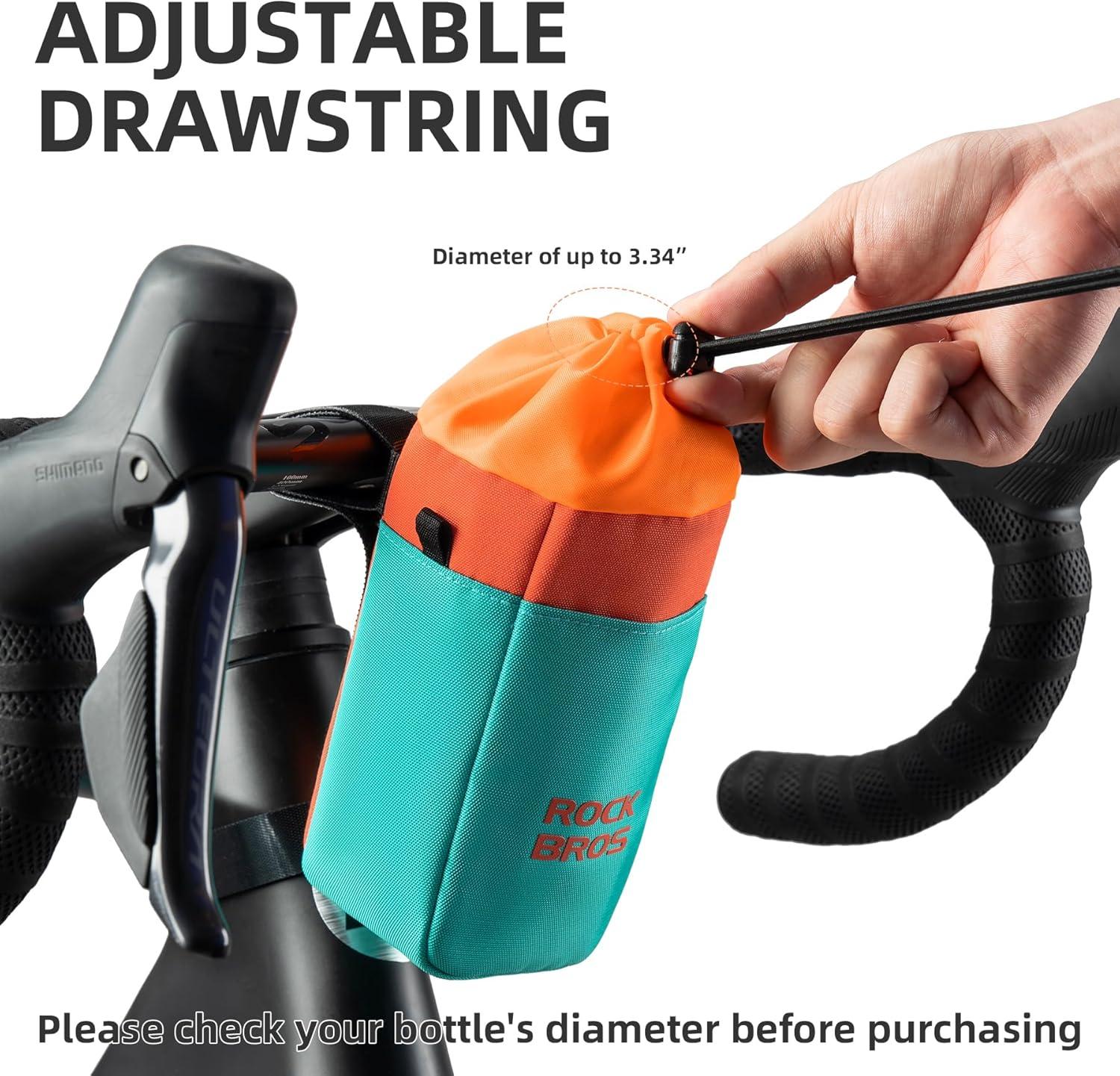 imageROCKBROS Bike Cup Holder with Pocket Water Bottle Bag for Kids Adjustable Bike Drink Cup Cage for Cruiser Scooter Road Bike Mountain Bike amp Wheelchair