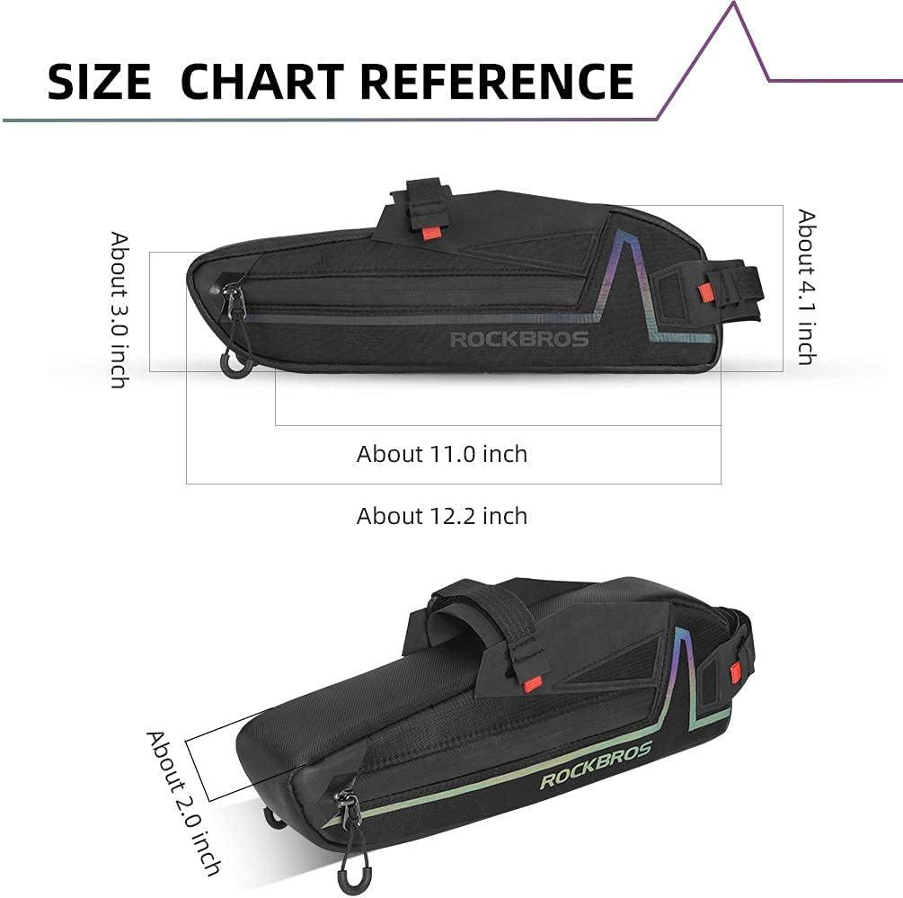 imageROCKBROS Bike Frame Bag Bike Triangle Bag Water Resistant Bicycle Under Top Tube Bag Colorful Reflective 15L Large Capacity Bike Storage Bag for Mountain Road Bike Tools Accessories
