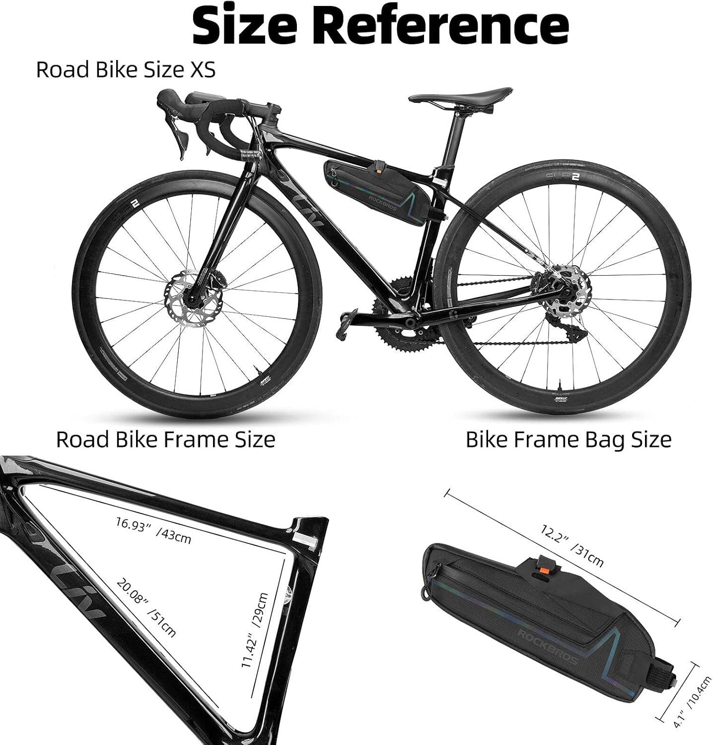 imageROCKBROS Bike Frame Bag Bike Triangle Bag Water Resistant Bicycle Under Top Tube Bag Colorful Reflective 15L Large Capacity Bike Storage Bag for Mountain Road Bike Tools Accessories