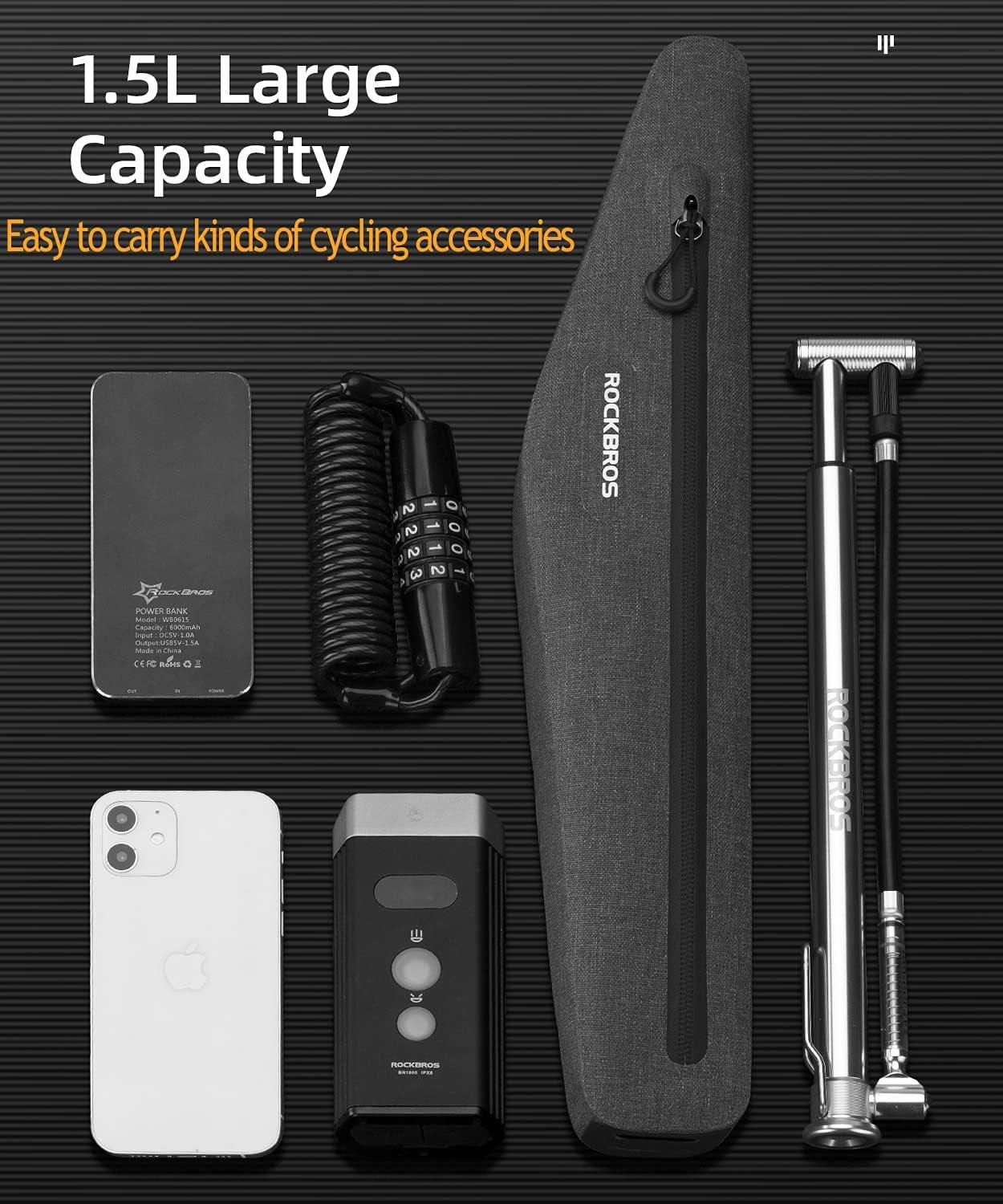 imageROCKBROS Bike Frame Bag Bike Triangle Bag Waterproof Bike Top Tube Bag Cycling Pouch 15 L Classified Capacity