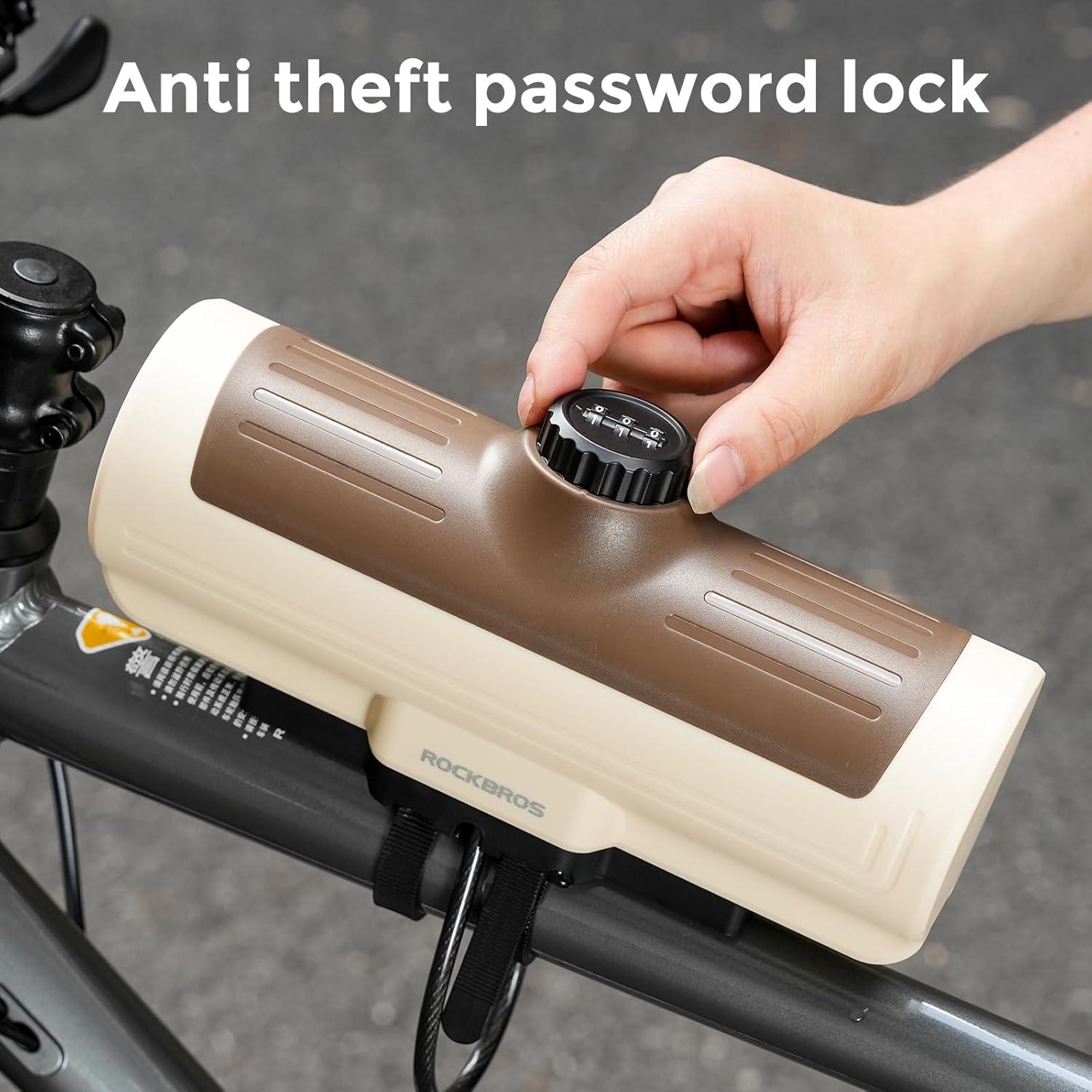 imageROCKBROS Bike Frame Bag Password Storage Box Plastic Hard Shell Key AntiTheft Steel CableScrews Installation Firm Fixed Equipment Universal for Gravel MTB Road Racing CyclingBeige