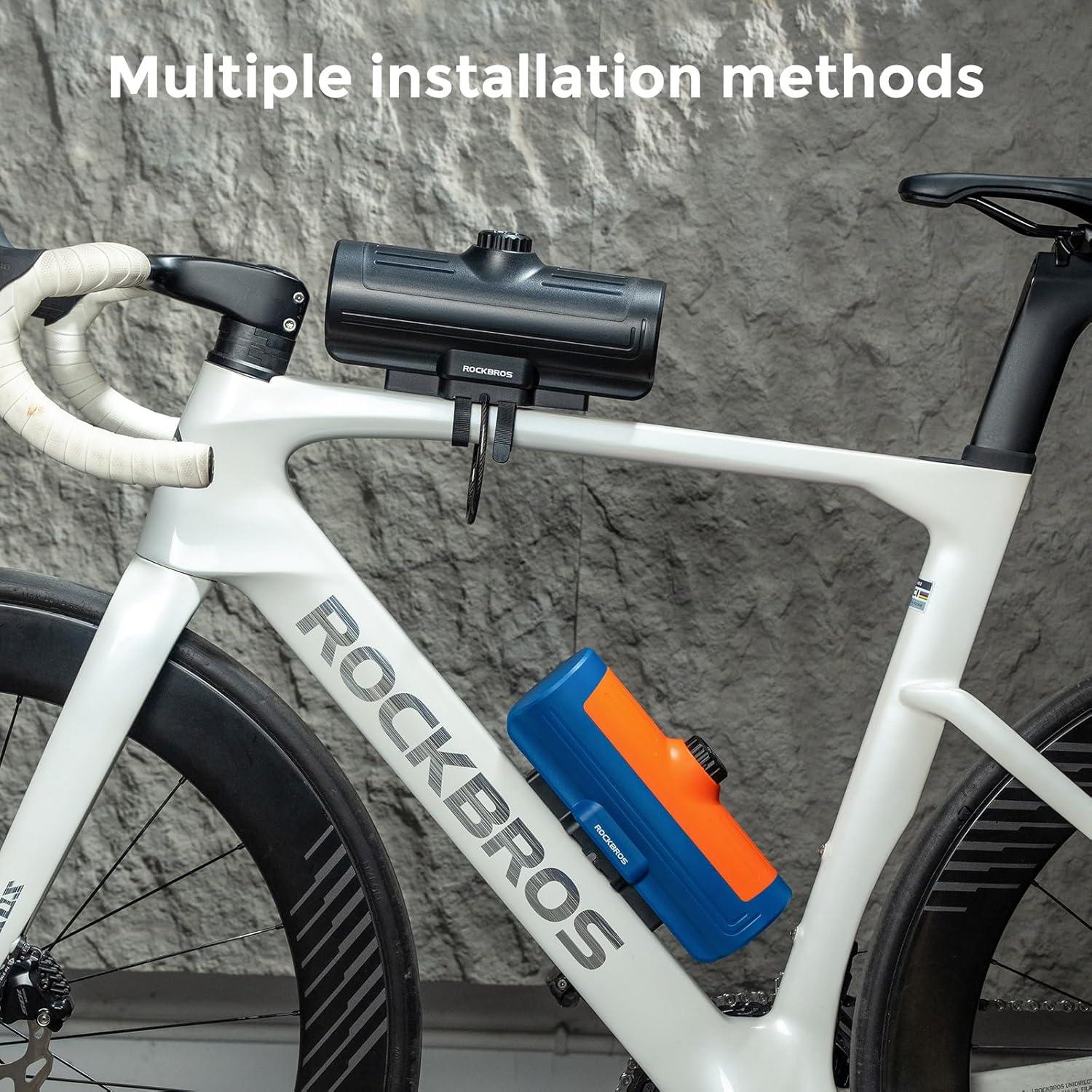 imageROCKBROS Bike Frame Bag Password Storage Box Plastic Hard Shell Key AntiTheft Steel CableScrews Installation Firm Fixed Equipment Universal for Gravel MTB Road Racing CyclingBlue Orange