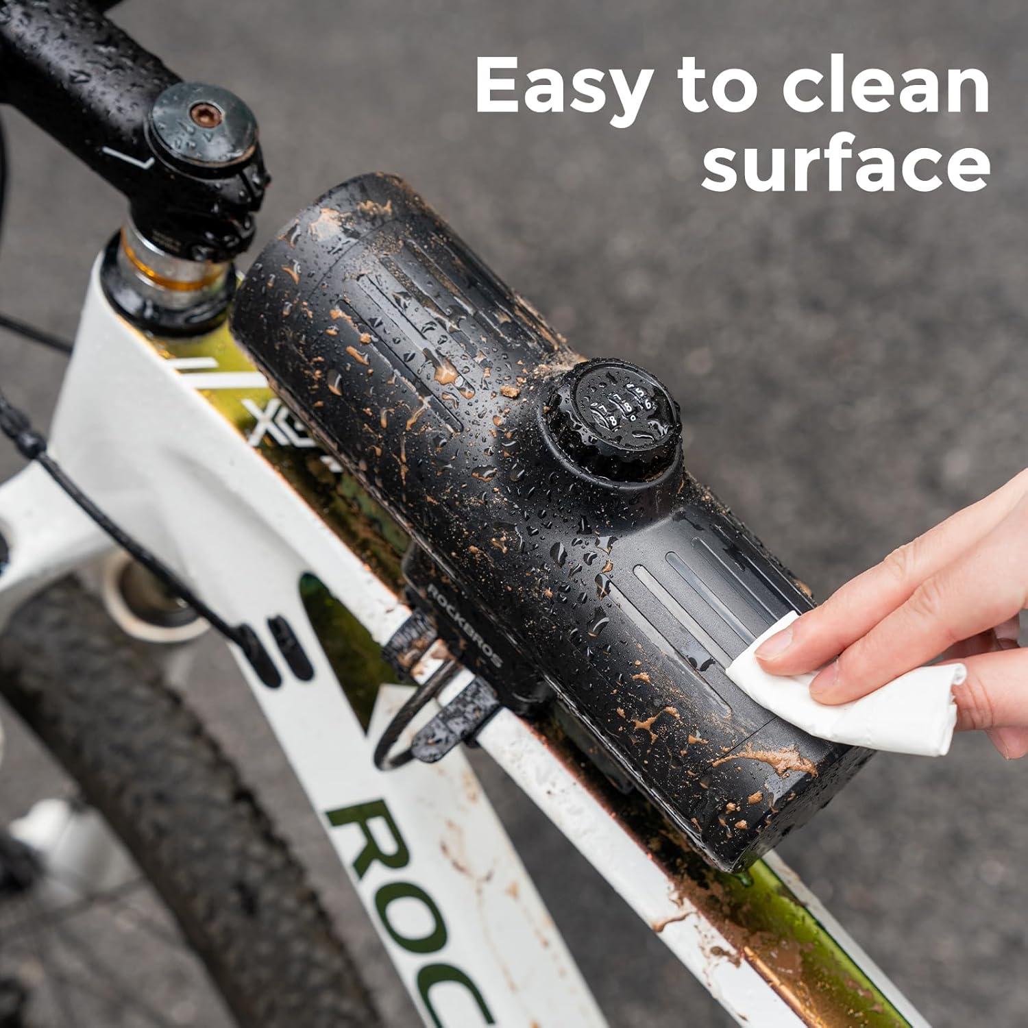 imageROCKBROS Bike Frame Bag Password Storage Box Plastic Hard Shell Key AntiTheft Steel CableScrews Installation Firm Fixed Equipment Universal for Gravel MTB Road Racing CyclingBlack