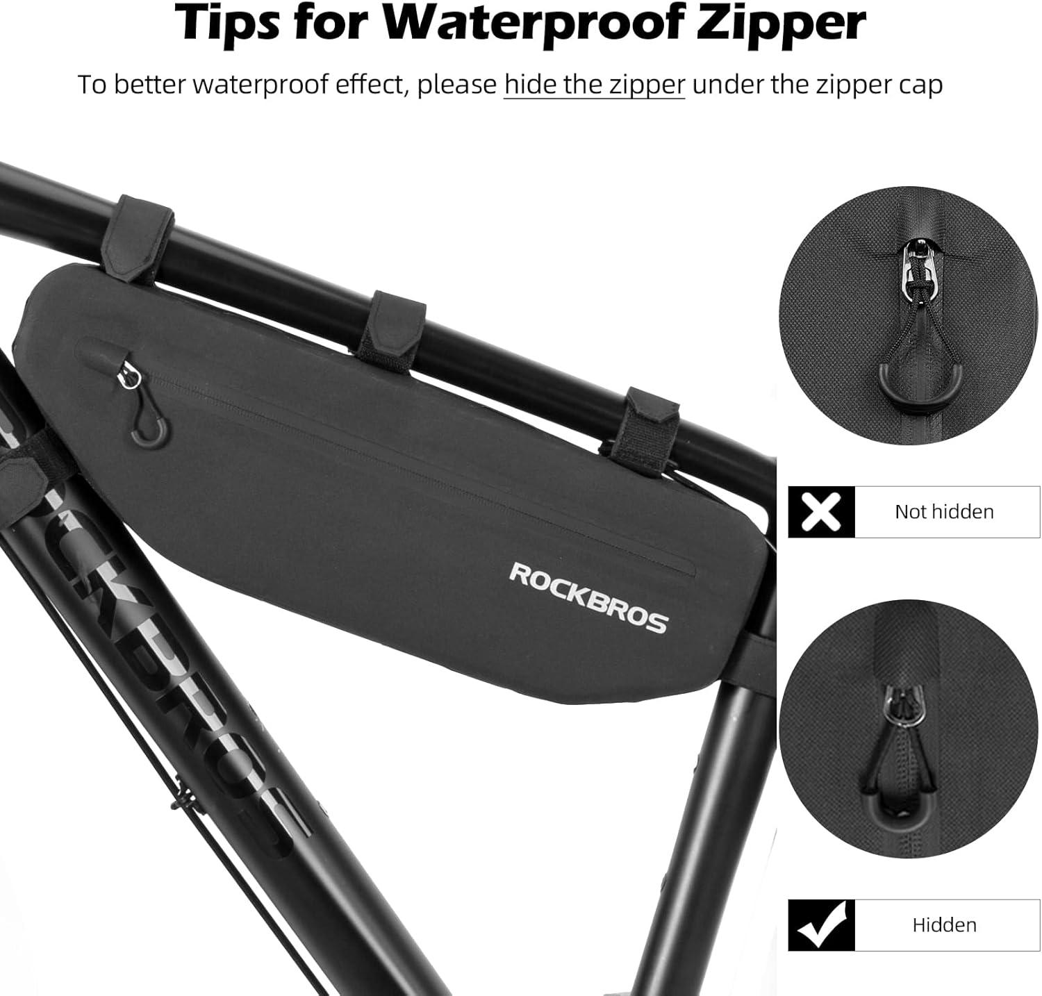 imageROCKBROS Bike Frame Bag Waterproof Bike Triangle Bag Bicycle Under Top Tube Bag Corner Pouch Storage Bag Approx 3 Litres for Cycling Accessories3L