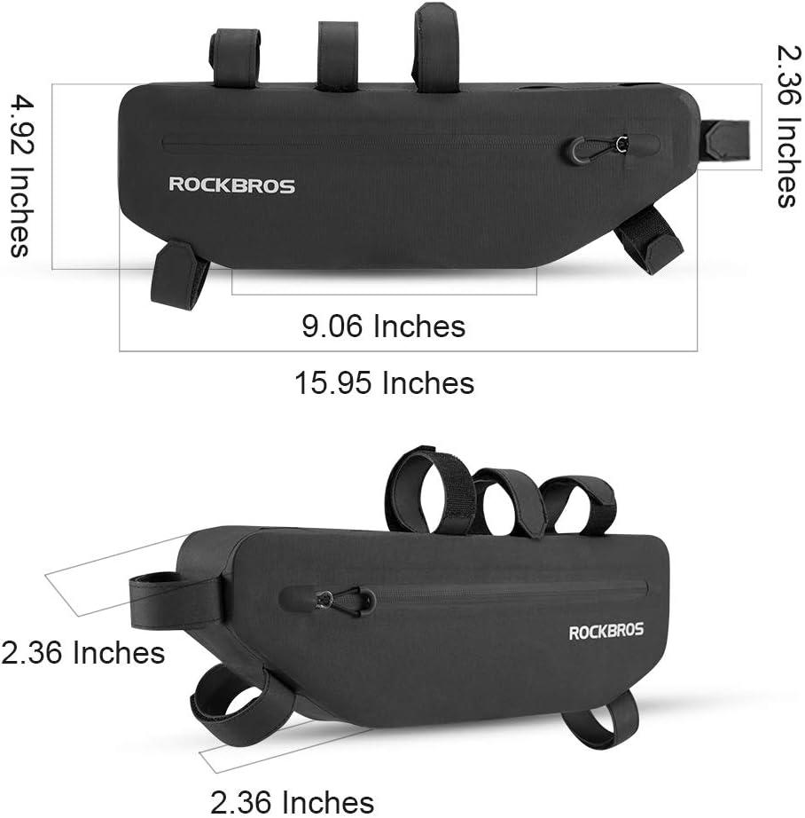 imageROCKBROS Bike Frame Bag Waterproof Bike Triangle Bag Bicycle Under Top Tube Bag Corner Pouch Storage Bag Approx 3 Litres for Cycling Accessories3L