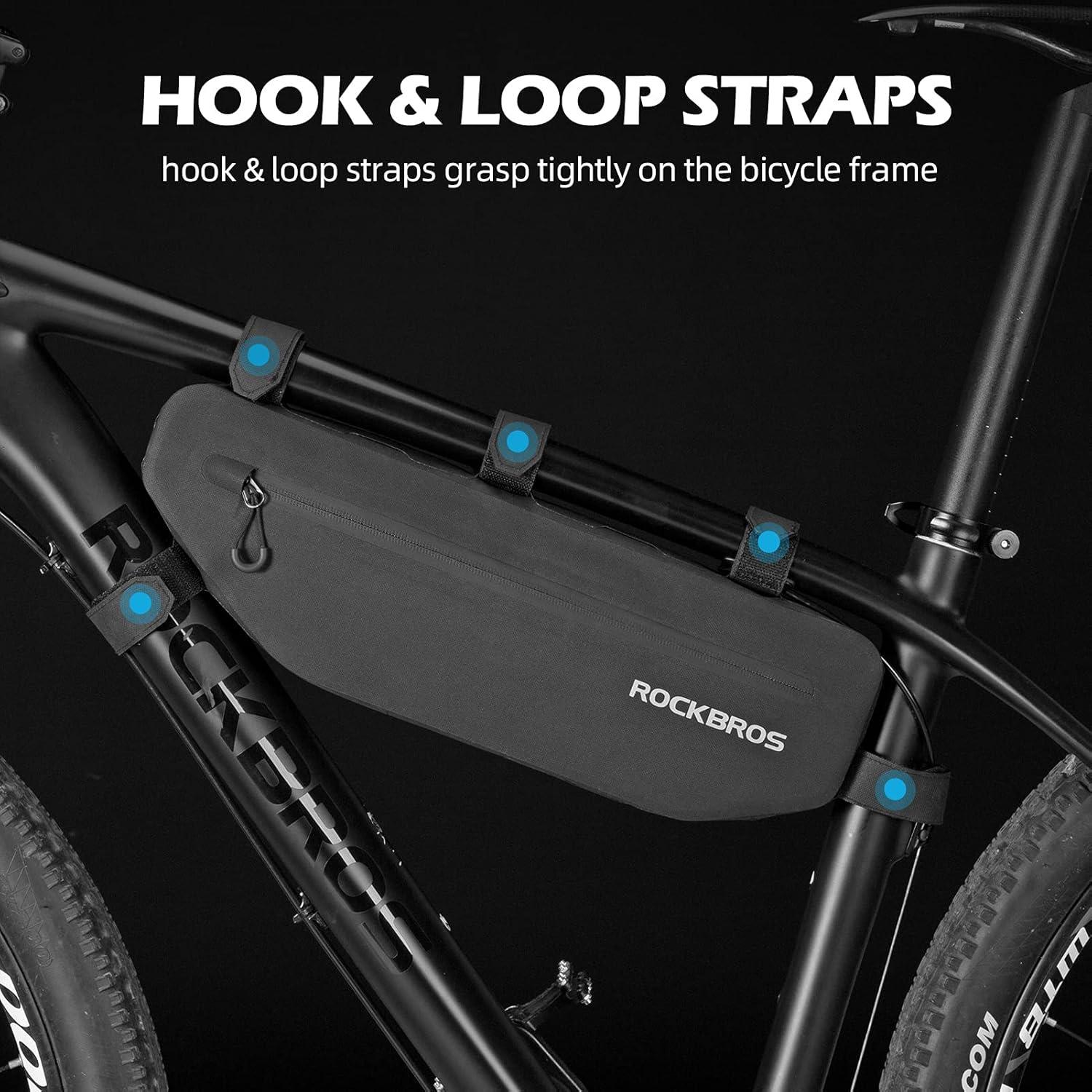 imageROCKBROS Bike Frame Bag Waterproof Bike Triangle Bag Bicycle Under Top Tube Bag Corner Pouch Storage Bag Approx 3 Litres for Cycling Accessories3L
