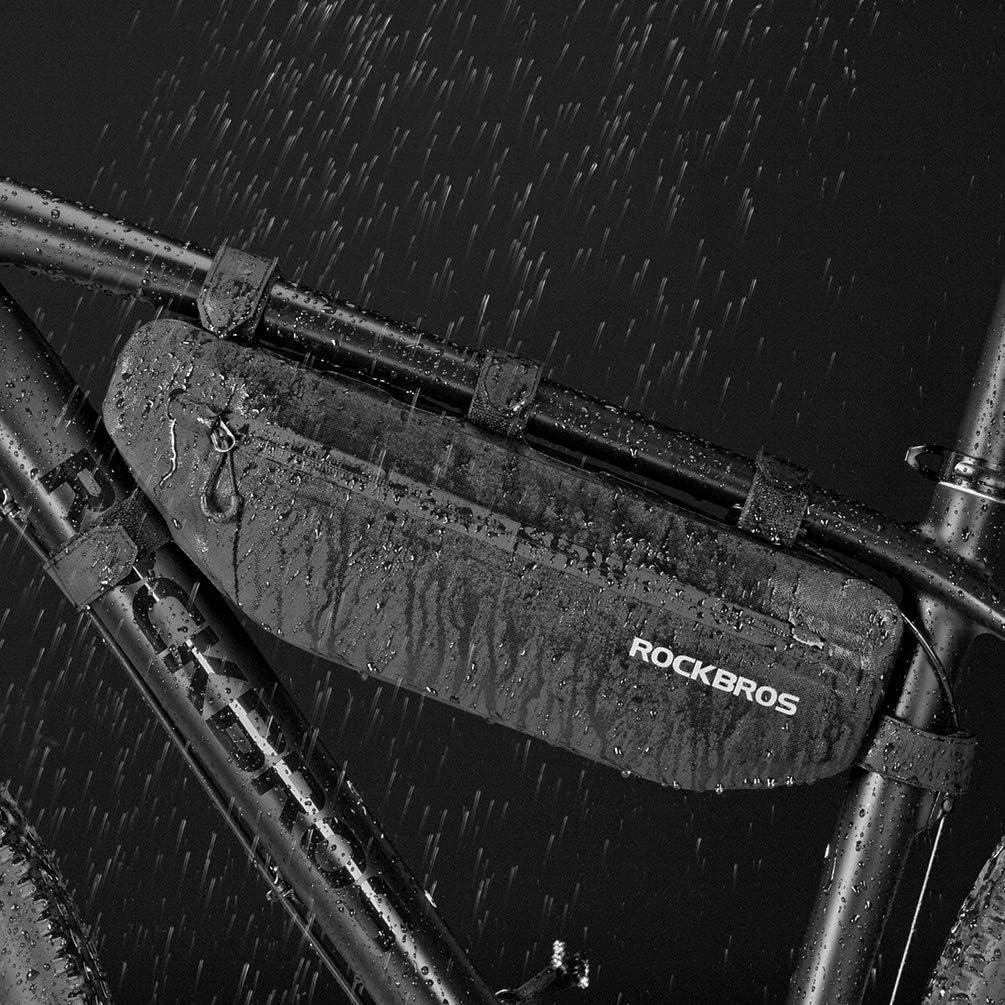 imageROCKBROS Bike Frame Bag Waterproof Bike Triangle Bag Bicycle Under Top Tube Bag Corner Pouch Storage Bag Approx 3 Litres for Cycling Accessories3L