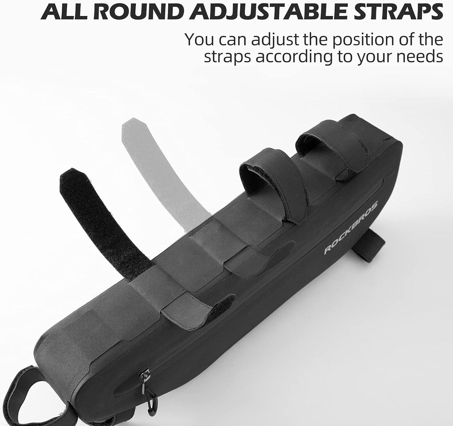 imageROCKBROS Bike Frame Bag Waterproof Bike Triangle Bag Bicycle Under Top Tube Bag Corner Pouch Storage Bag Approx 3 Litres for Cycling Accessories3L