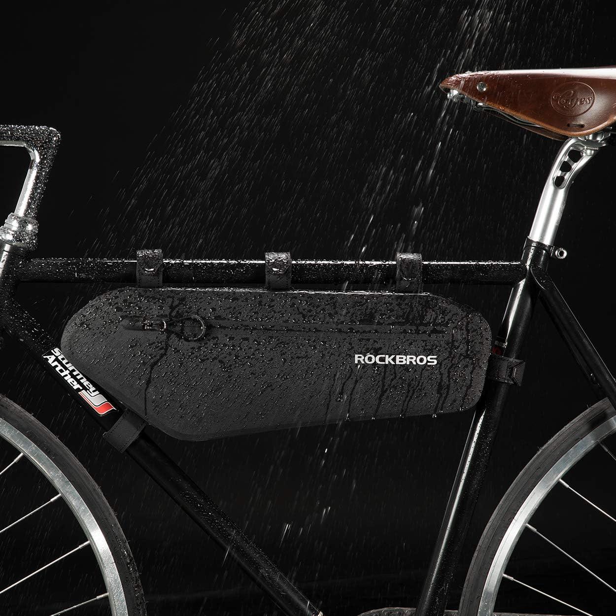 imageROCKBROS Bike Frame Bag Waterproof Bike Triangle Bag Bicycle Under Top Tube Bag Corner Pouch Storage Bag Approx 3 Litres for Cycling Accessories4L