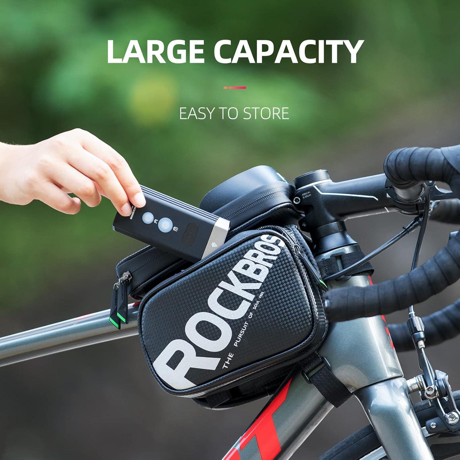imageROCKBROS Bike Frame Bag Waterproof Top Tube Phone Bag Touch Screen Cell Phone Holder Bicycle Pouch for Mountain ebike Road Bikes Compatible with iphone 11 12 13 8 X 10 XR Below 67