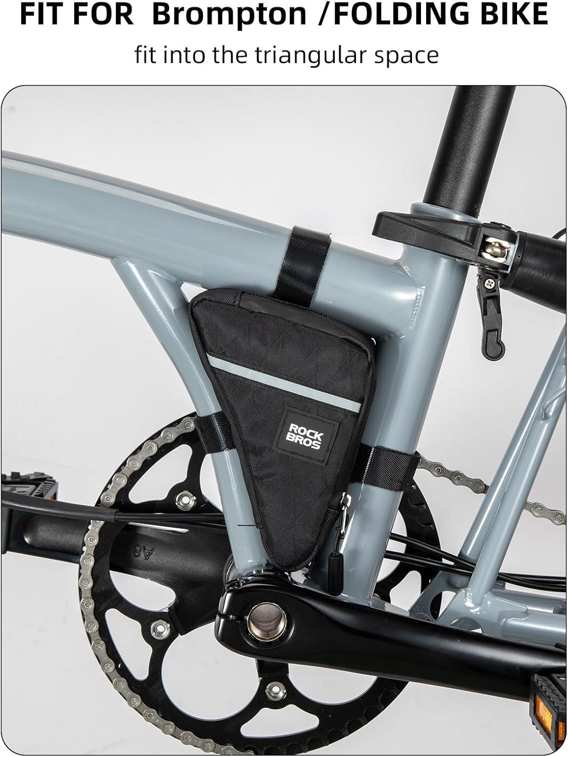 imageROCKBROS Bike Frame Pouch Triangle Bag Waterproof Small Bicycle Bag for Boys Girls Men Women Road amp Folding Bike AccessoryBlack