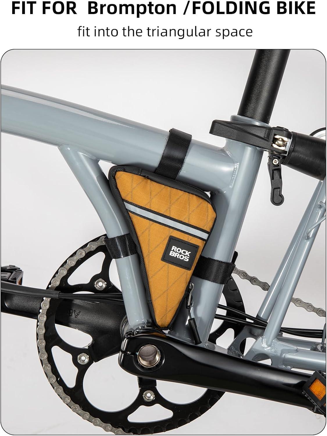 imageROCKBROS Bike Frame Pouch Triangle Bag Waterproof Small Bicycle Bag for Boys Girls Men Women Road amp Folding Bike AccessoryKhaki