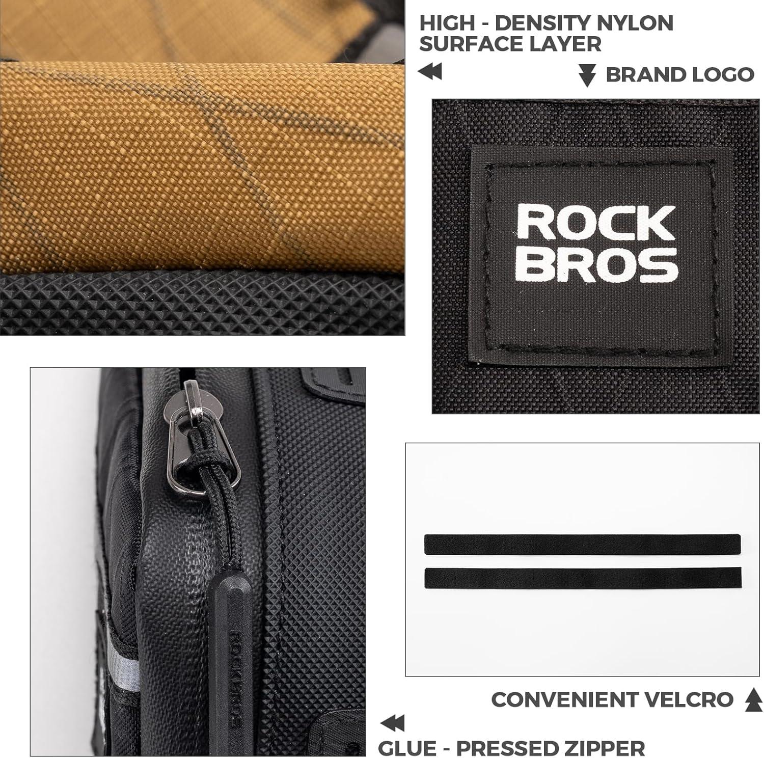 imageROCKBROS Bike Frame Pouch Triangle Bike Pouch Waterproof Small Bicycle Accessories for Boys Girls Men Women Universally Compatible with Road Bikes Brompton Bikes Folding Bikes and Kids BikesArmy Green