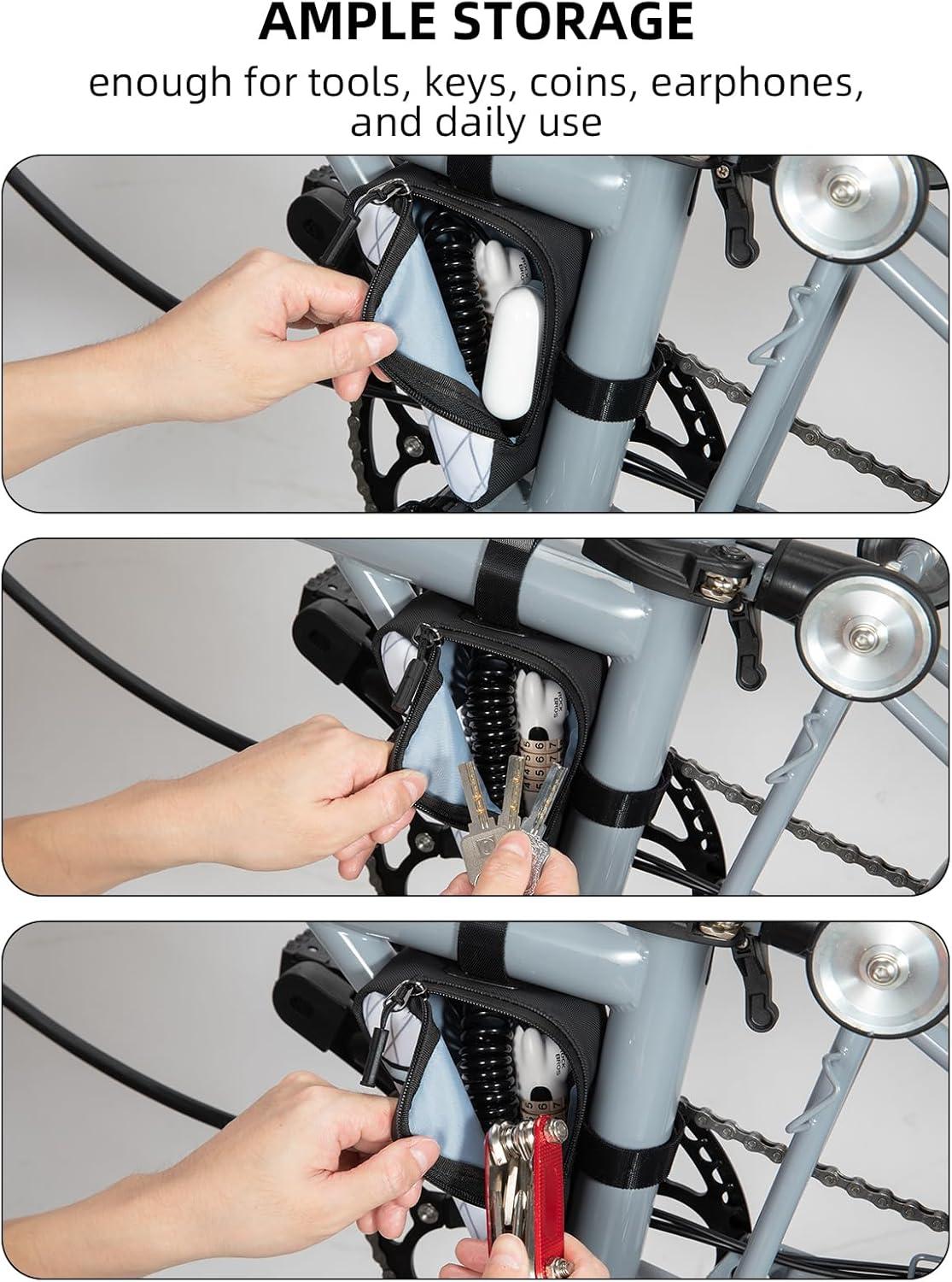 imageROCKBROS Bike Frame Pouch Triangle Bike Pouch Waterproof Small Bicycle Accessories for Boys Girls Men Women Universally Compatible with Road Bikes Brompton Bikes Folding Bikes and Kids BikesWhite