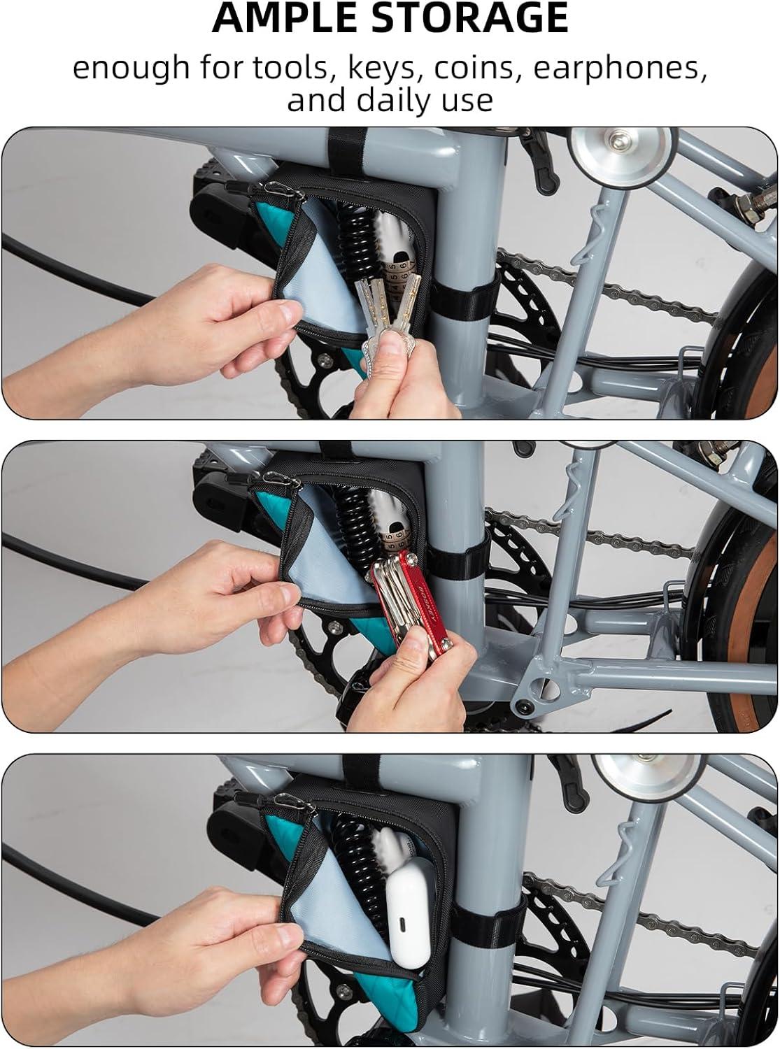 imageROCKBROS Bike Frame Pouch Triangle Bike Pouch Waterproof Small Bicycle Accessories for Boys Girls Men Women Universally Compatible with Road Bikes Brompton Bikes Folding Bikes and Kids BikesBlue