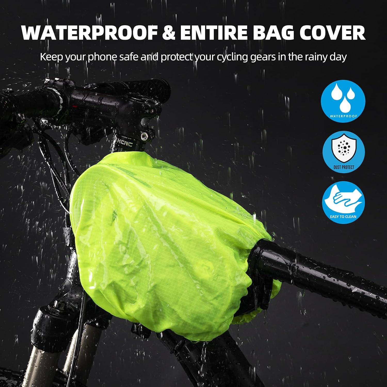imageROCKBROS Bike Front Frame Bag Top Tube Bike Phone Mount Bag Waterproof Bicycle Handlebar Cycling Accessories Pouch with 360 Rotation Phone Holder Fit Smartphone Below 7