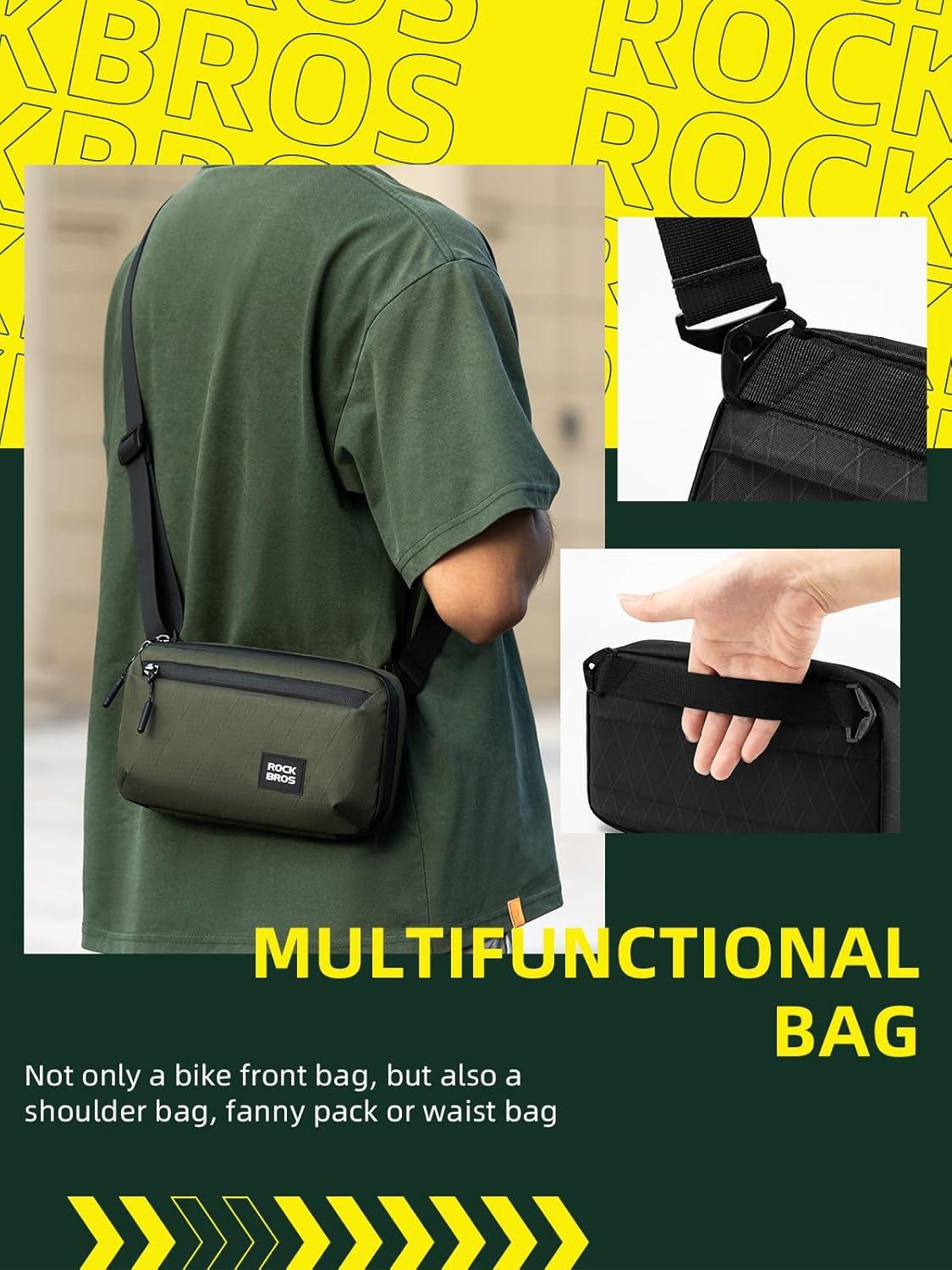 imageROCKBROS Bike Handlebar Bag 21L Large Capacity Bike Front Bag Quick Release Handlebar Bags for Bicycles Scooters Multifunctional Shoulder Waist BagBlue