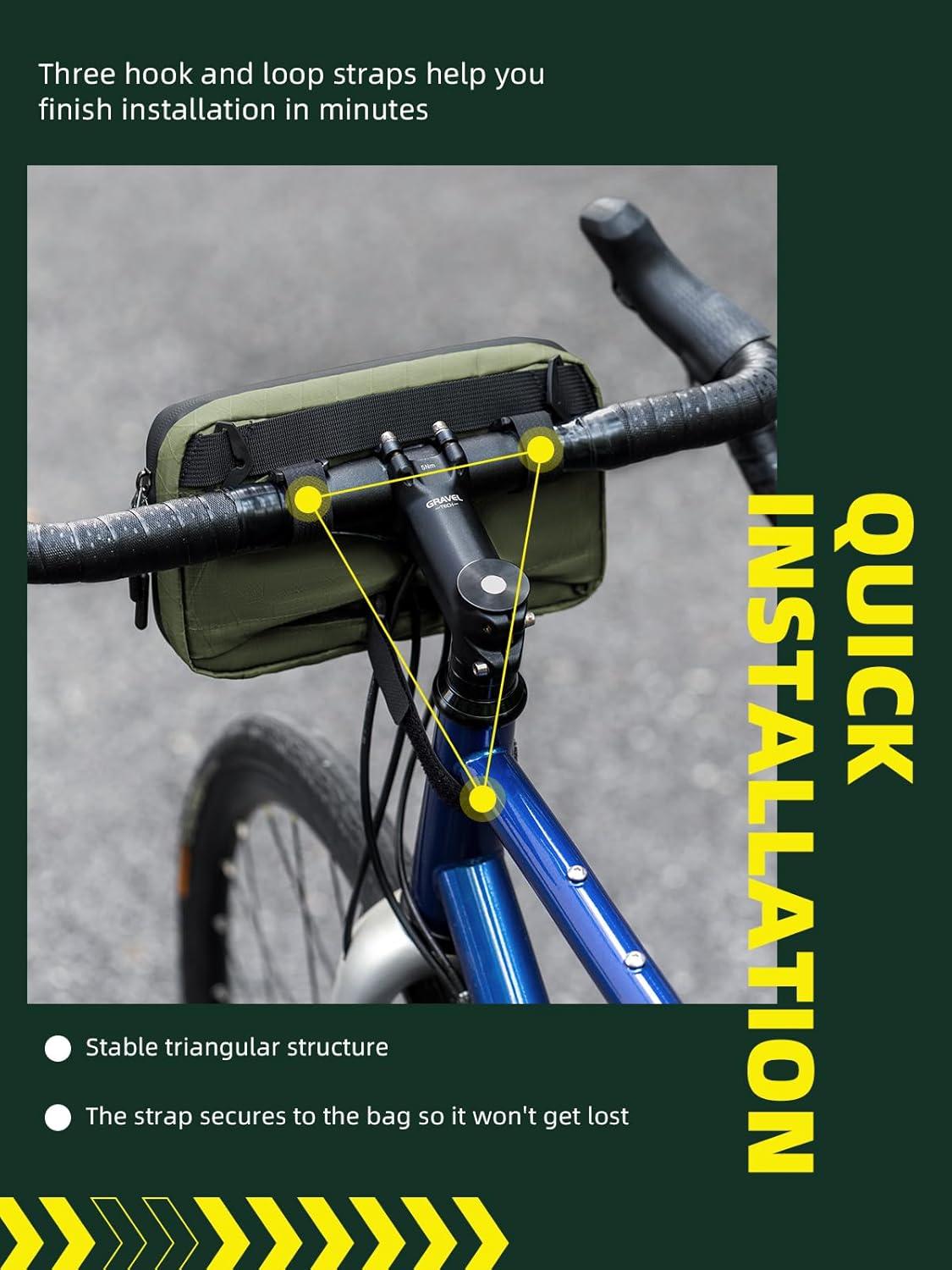imageROCKBROS Bike Handlebar Bag 21L Large Capacity Bike Front Bag Quick Release Handlebar Bags for Bicycles Scooters Multifunctional Shoulder Waist BagKhaki