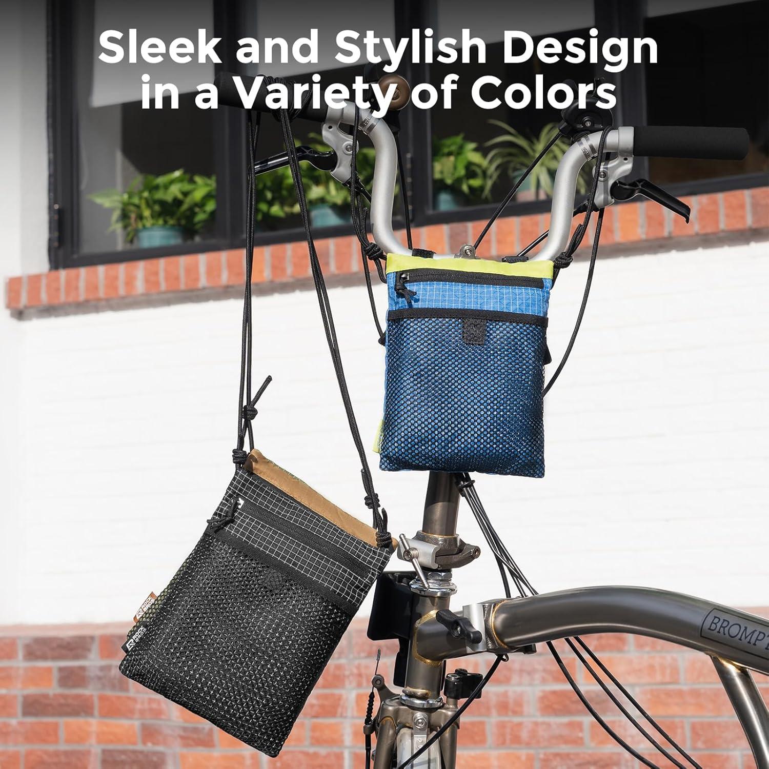 imageROCKBROS Bike Handlebar Bag 2in1 Lightweight Front Bag amp Adjustable Shoulder Bag MultiFunction Bicycle Bag for Folding Bikes Scooters Kids Bikes BlackBlack