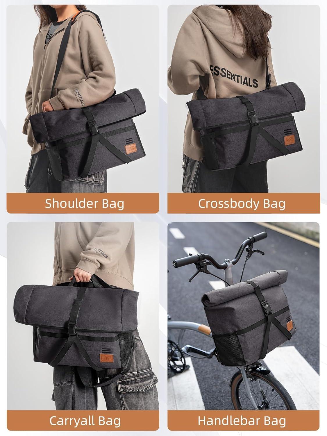 imageROCKBROS Bike Handlebar Bag Folding Bike Bag Bicycle Front Bag Bike Accessories for Men Women Bicycle Accessories for Cycling Folding Bike Storage 8L10LBlack