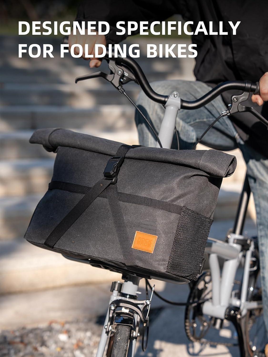 imageROCKBROS Bike Handlebar Bag Folding Bike Bag Bicycle Front Bag Bike Accessories for Men Women Bicycle Accessories for Cycling Folding Bike Storage 8L10LBlack