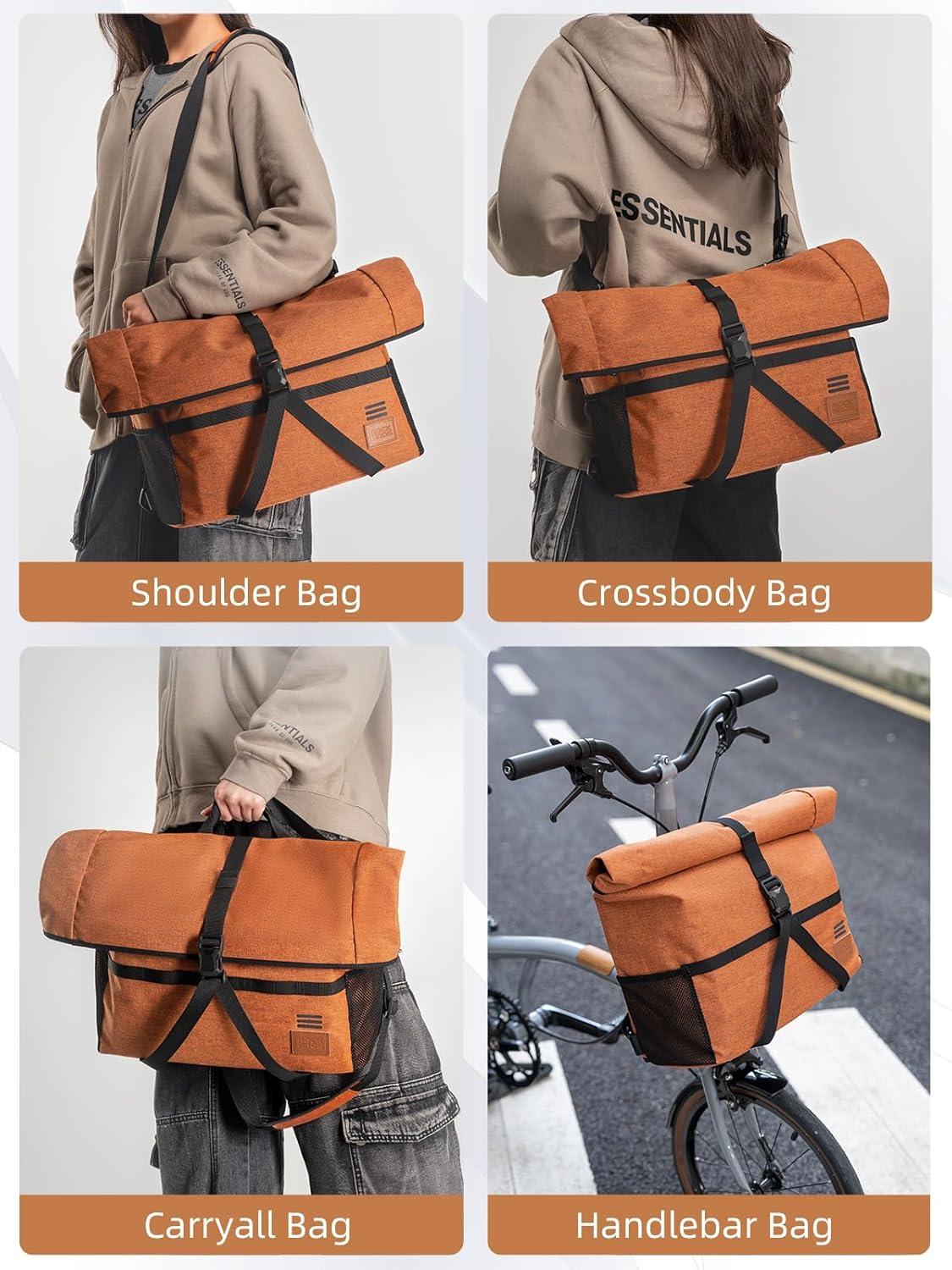 imageROCKBROS Bike Handlebar Bag Folding Bike Bag Bicycle Front Bag Bike Accessories for Men Women Bicycle Accessories for Cycling Folding Bike Storage 8L10LOrange