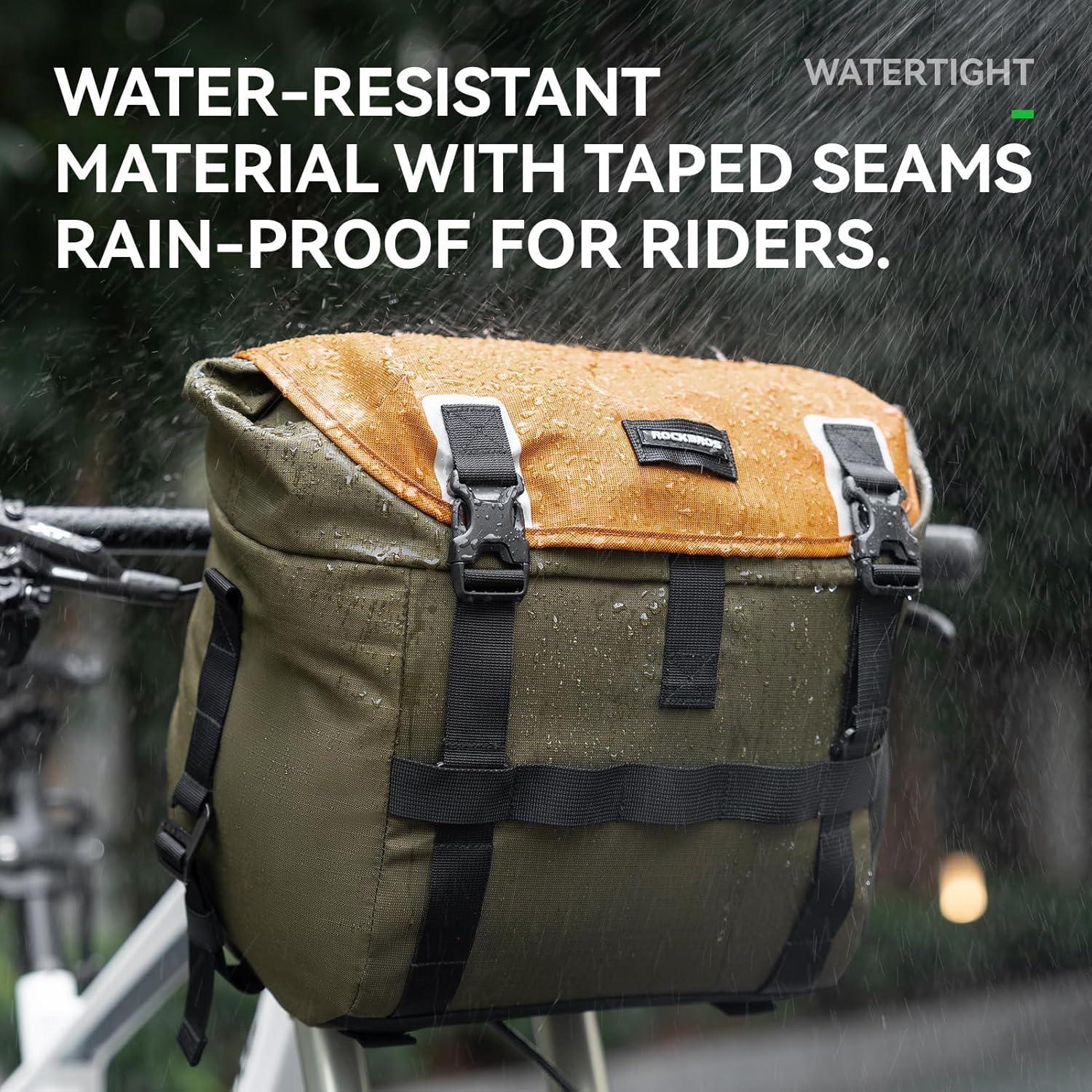 imageROCKBROS Bike Handlebar Bag Waterproof Cycling Pouch 24L Bicycle Front Storage Pouch Bag with Shoulder Strap